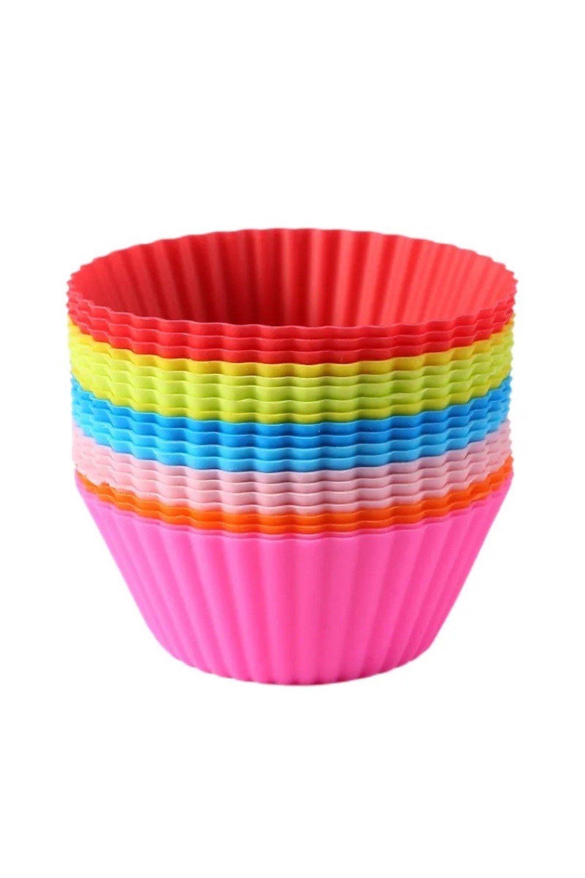 12'li Silikon Yıkanabilir Tekrar Kullanıma Uygun Cupcake Muffin Tart Puding 7 cm lik Kalıp