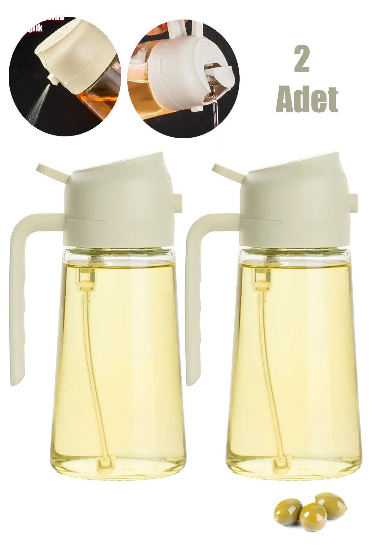 2 Adet Yağdanlık Limon Sirke Sos Vs Püskürtücü Çok Amaçlı Cam Sprey Şişe