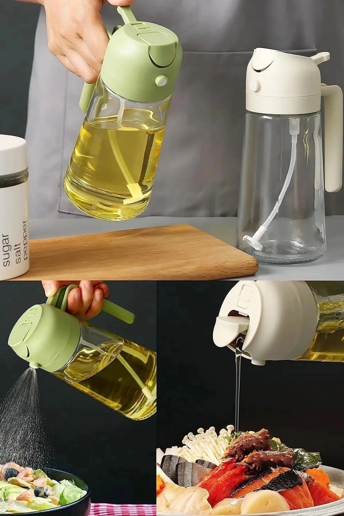 600 ml Sprey Ve Normal Dökme Yağdanlık Limon Sirke Sos Vs Püskürtücü Çok Amaçlı Cam Sprey Şişe