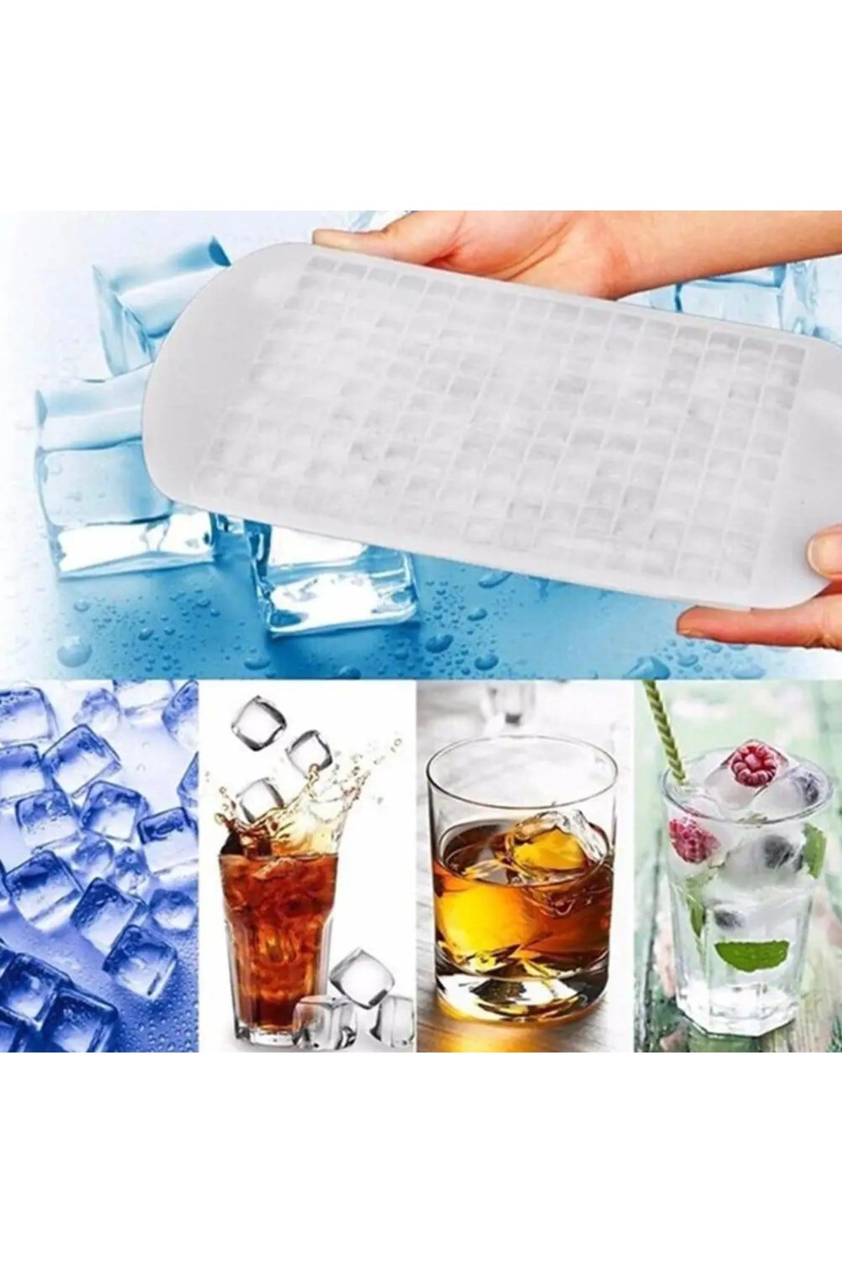 Silikon Tek Seferde 160 adet Mini Küp Şeklinde Buz Verebilen Silikon Buz Kalıbı