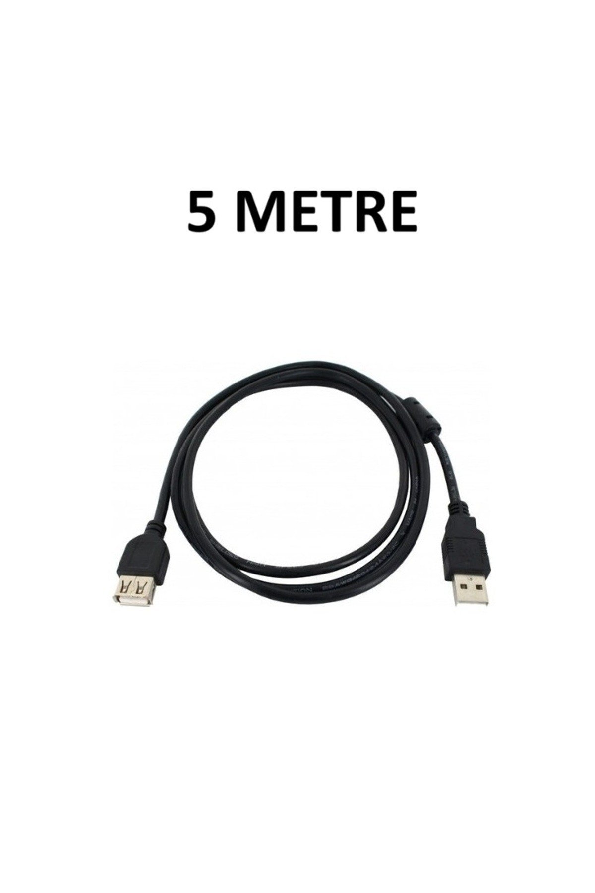 5 Metre USB 2.0 Uzatma Kablosu Erkek Dişi - Ferrit Filtreli Siyah