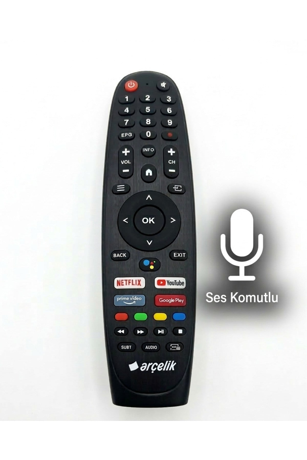 Arçelik Orjinal Ses Komutlu Bluetooth Android TV Kumandası - Netflix / Youtube Tuşlu