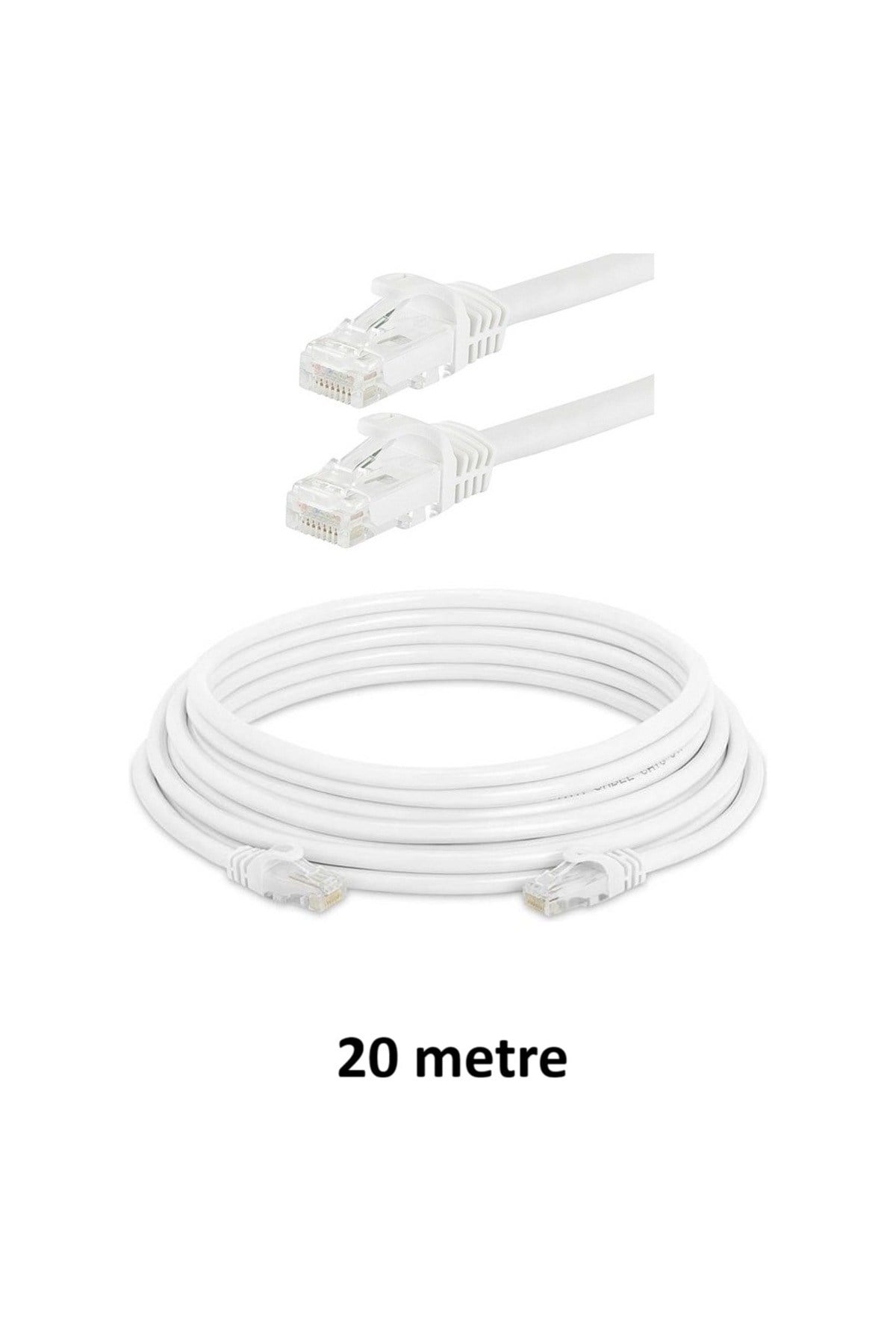 CAT6 Ethernet Kablosu 20 mt - RJ45 Hazır Başlıklı İnternet Kablosu