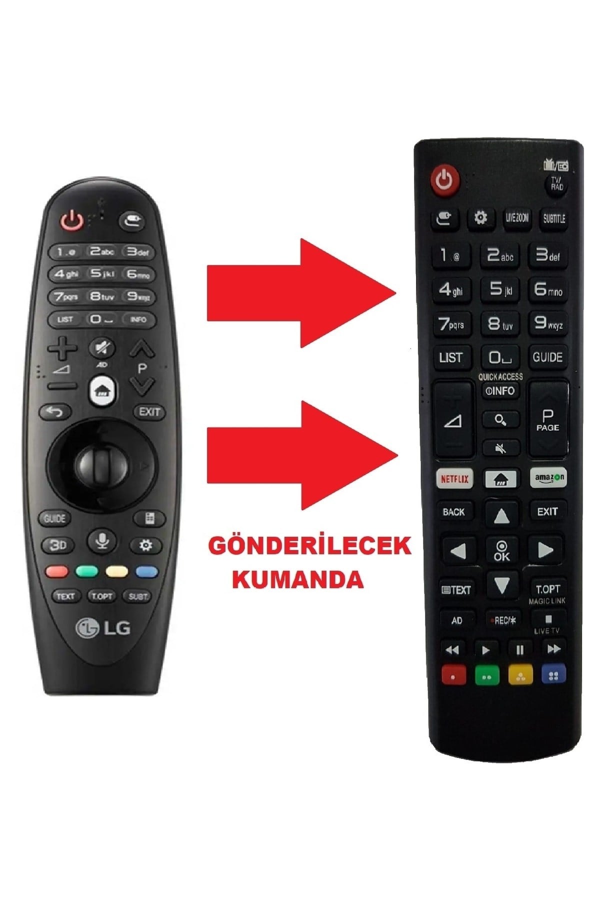 LG Mr600 Uyumlu Yedek Televizyon Kumandası | Netflix & Amazon Kısayollu (GÖRSELDE SAĞDAKİ GÖNDERİLMEKTEDİR.)