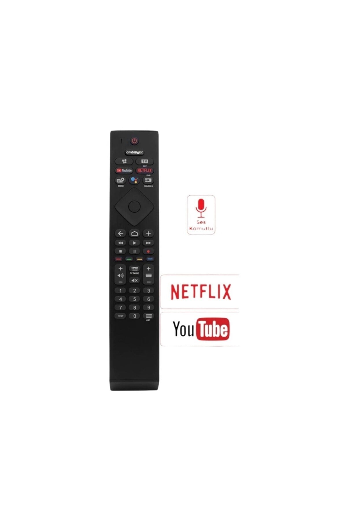 Philips Uyumlu Ses Komutlu TV Kumandası - Netflix, YouTube Tuşlu (PUS8506 Serisi & OLED706 Serisi)