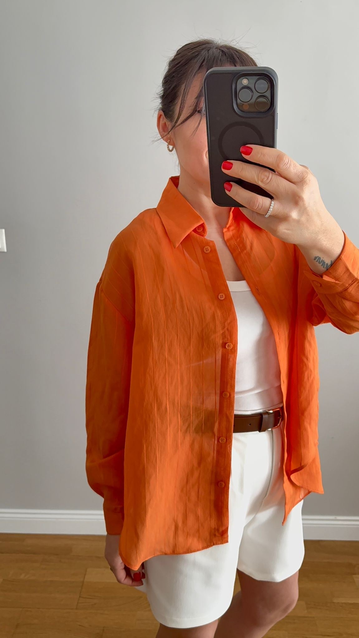 İnce Çizgili Oversize Uzun Kollu Kadın Gömlek