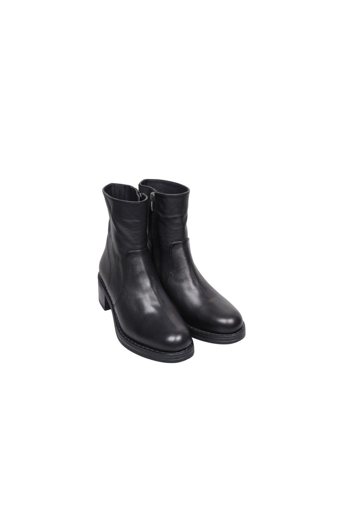 Kadın Siyah Hakiki Deri Fermuarlı Günlük Bot Elite