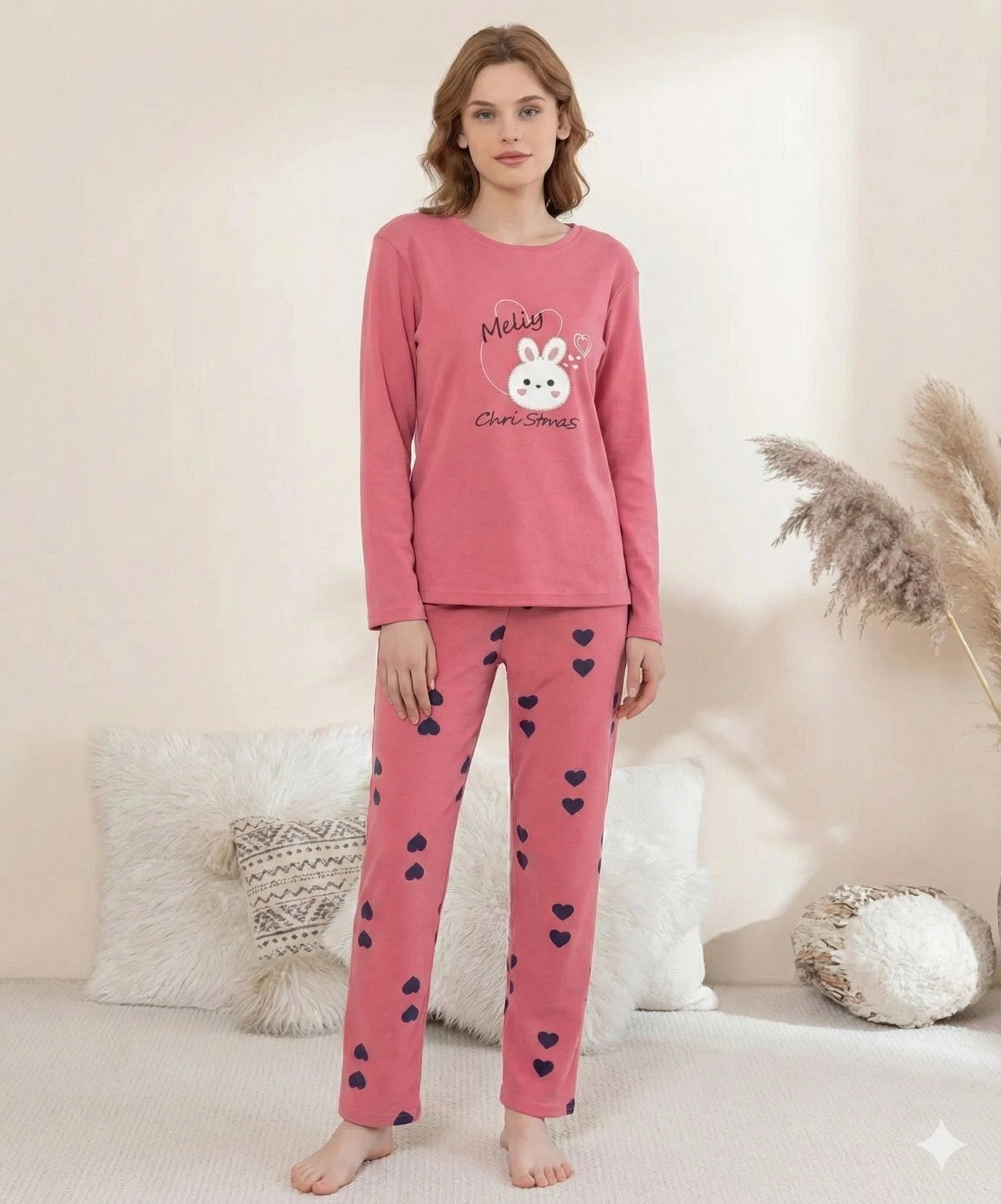 Boyraz 0353 Kadın Penye Uzun Kol Pijama Takımı