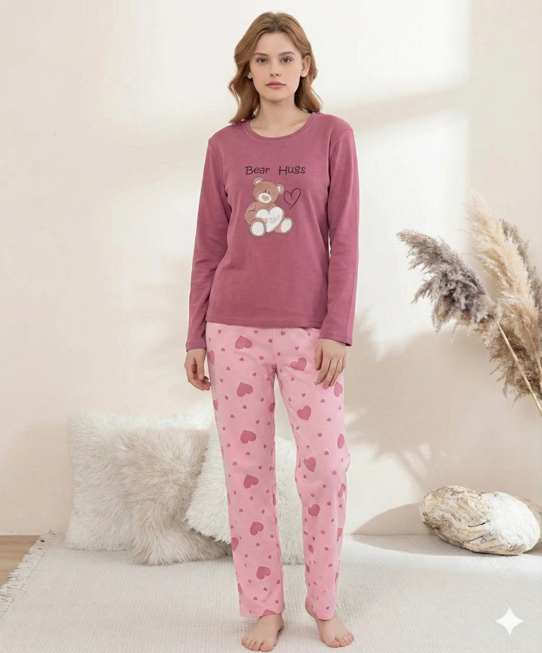 Boyraz 0354 Kadın Penye Uzun Kol Pijama Takımı