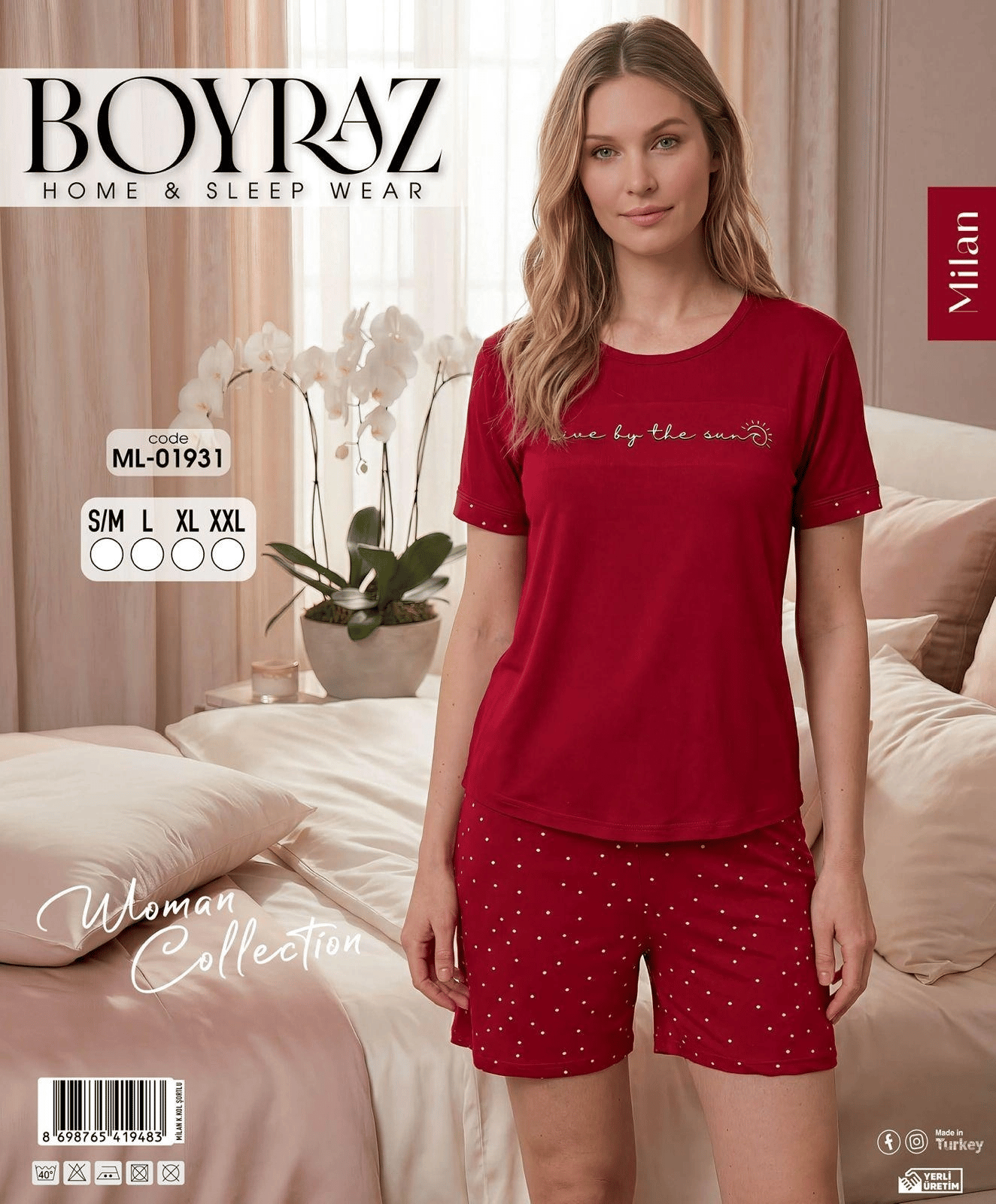 Boyraz ML-01931 Kadın Milan Kısa Kol Şortlu Takım
