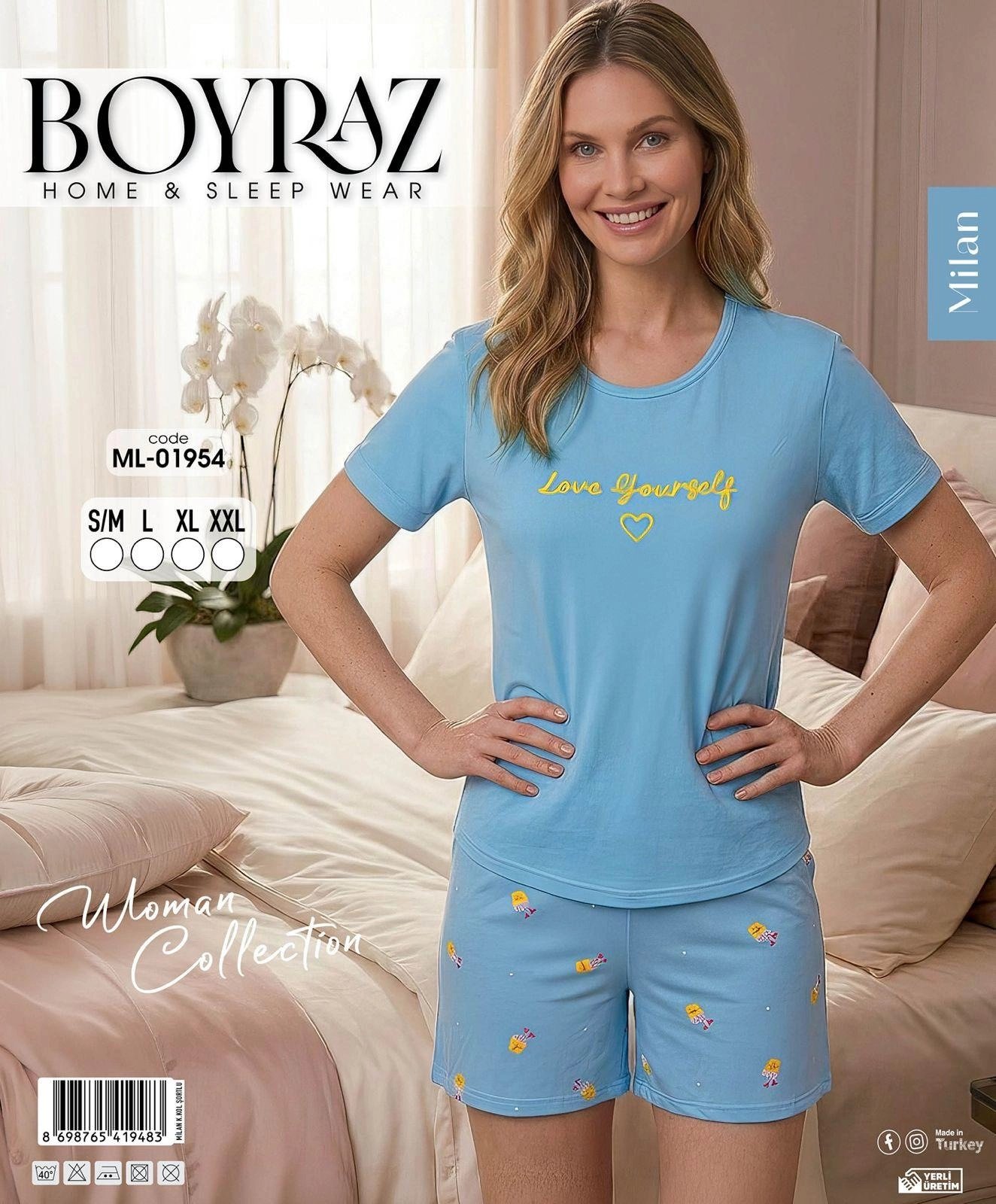Boyraz ML-01954 Kadın Milan Kısa Kol Şortlu Takım