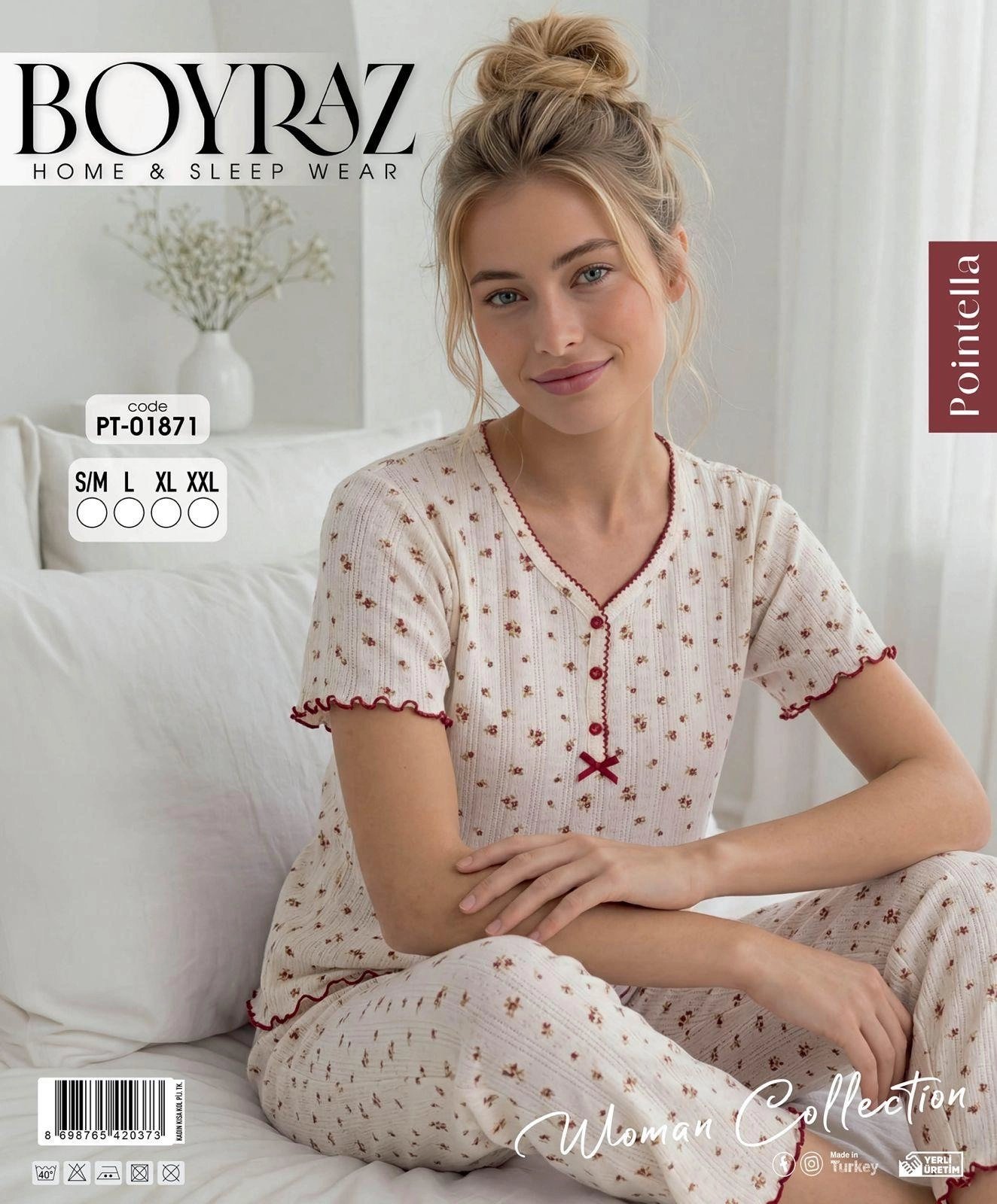 Boyraz PT-01871 Kadın Pointella Kısa Kol Pijama Takımı