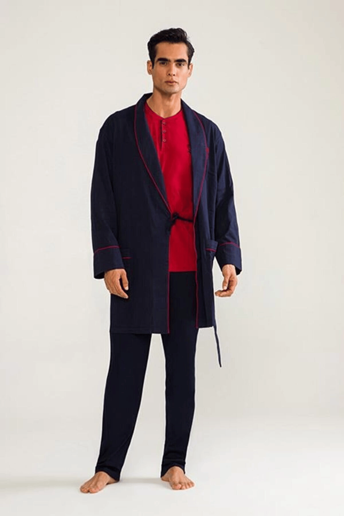 D'S Damat 03000 5'li Robdöşambr Erkek Damat Pijama Seti
