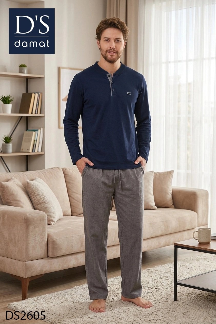 D's Damat 2605 Erkek Royal Uzun Kol Pijama Takımı