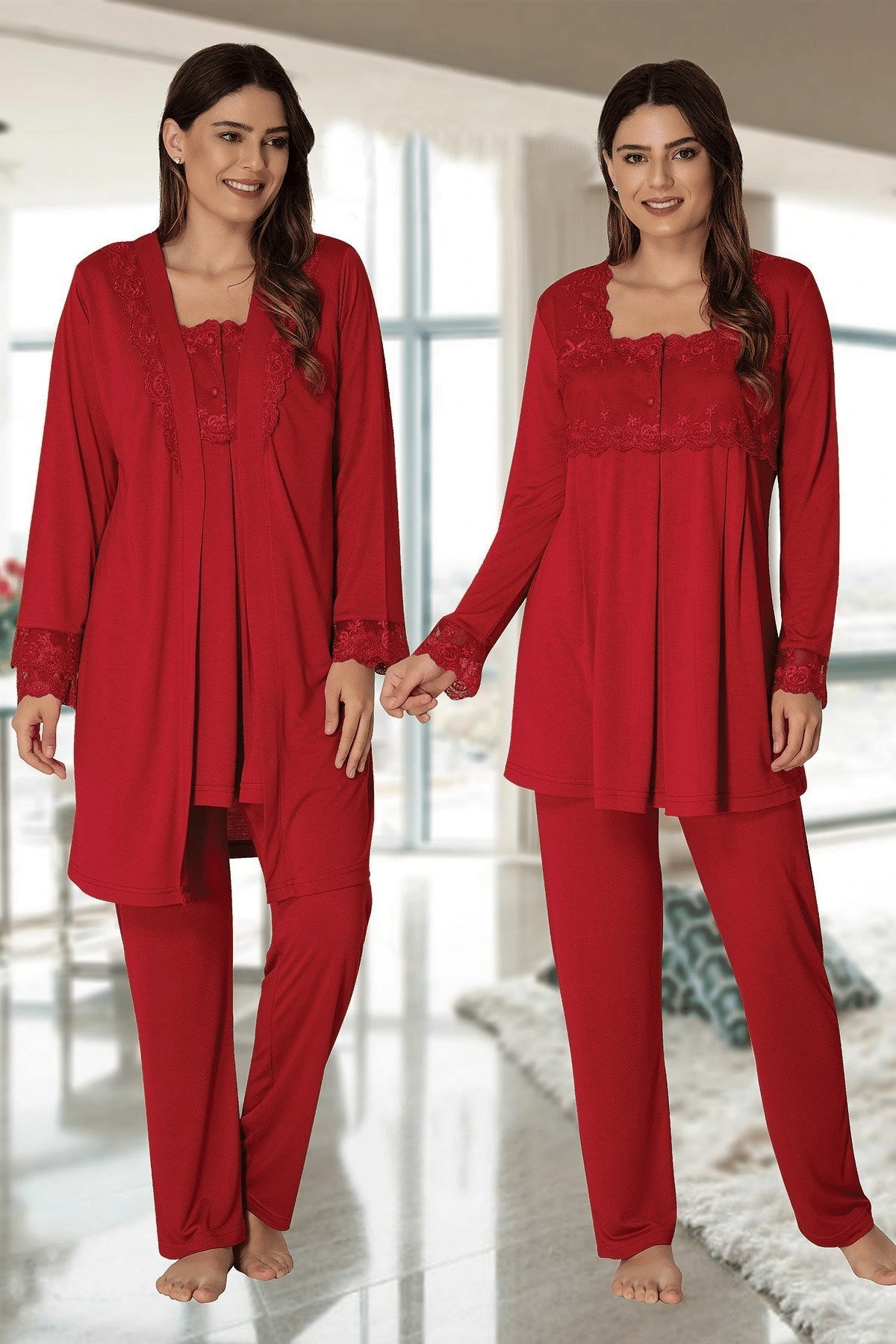 Effortt 2401  Sabahlıklı Lohusa Pijama Takımı