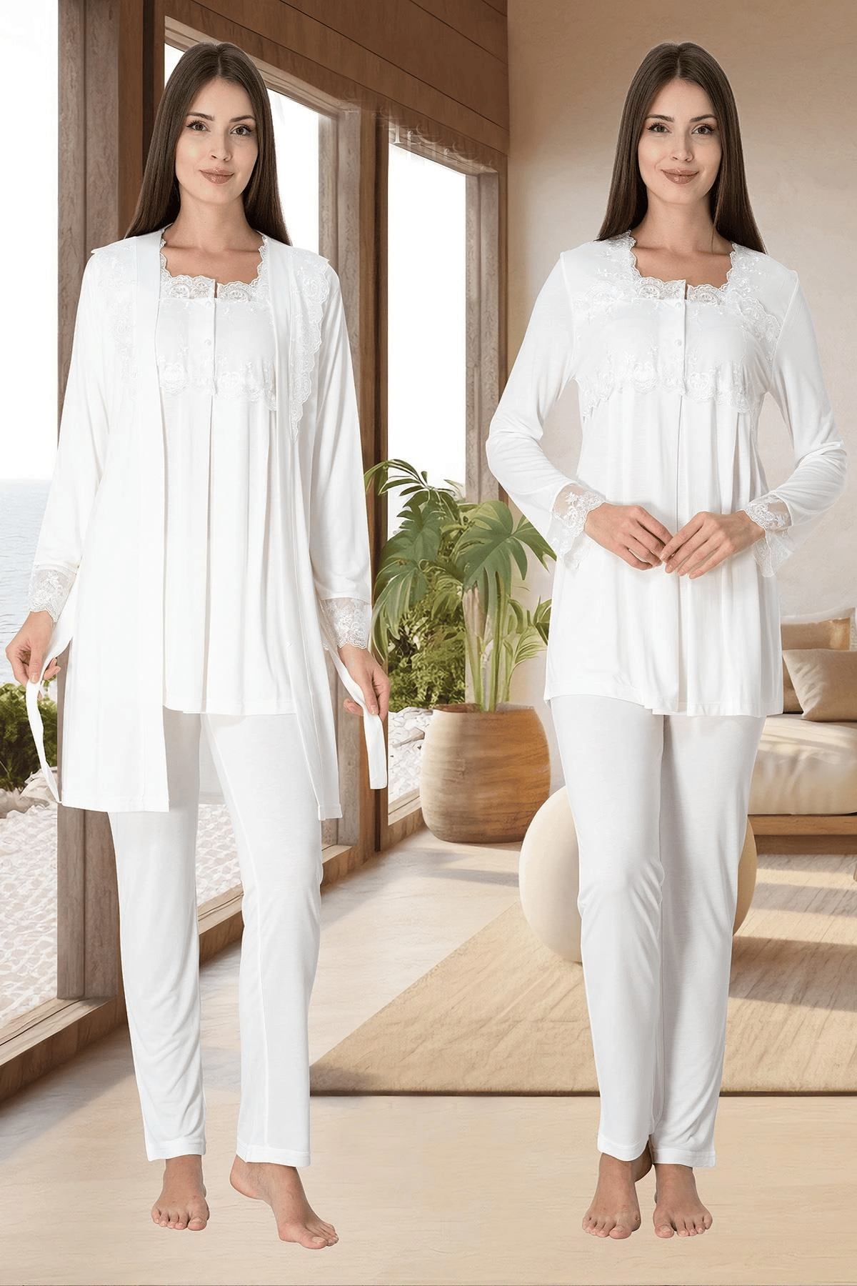 Effortt 2401  Sabahlıklı Lohusa Pijama Takımı