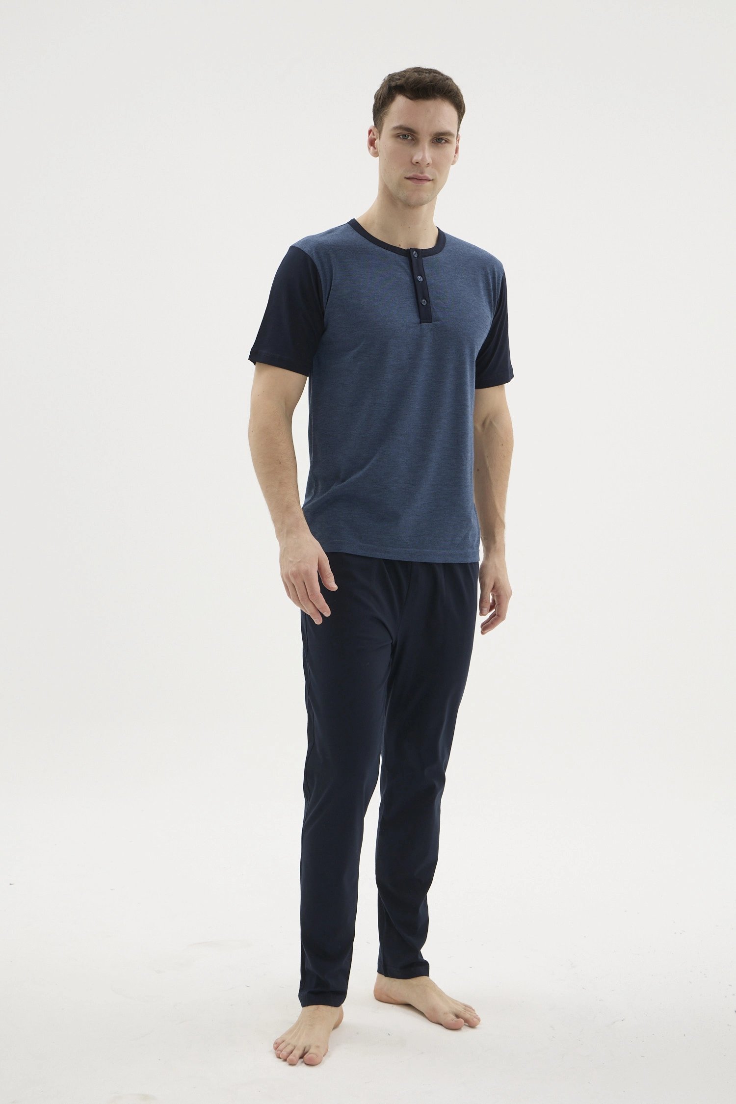 Kocabey 2205 Erkek Battal Midi Yaka Pijama Takım