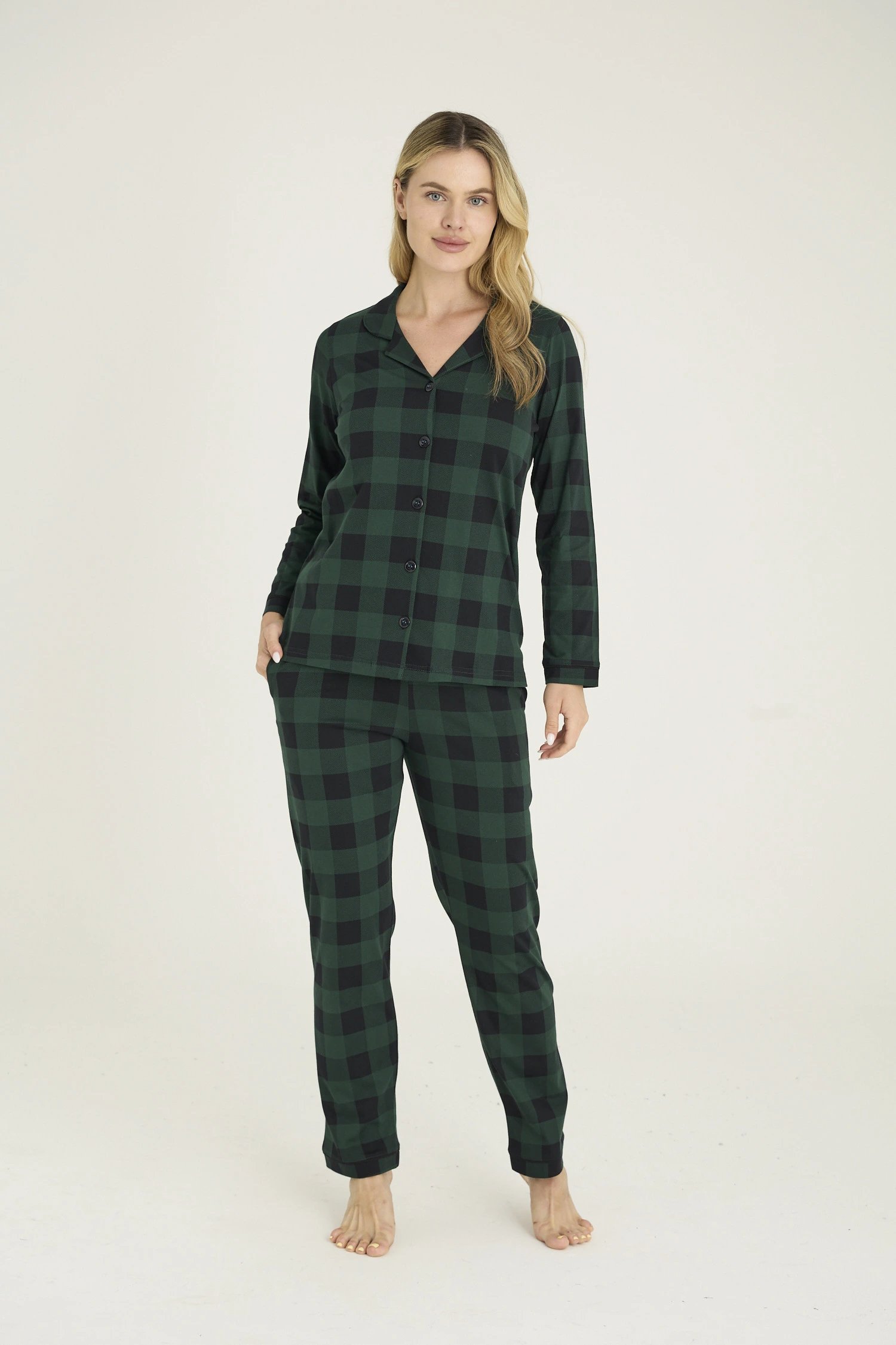 Kocabey 9209-K Kadın Apaj Yaka Pijama Takım