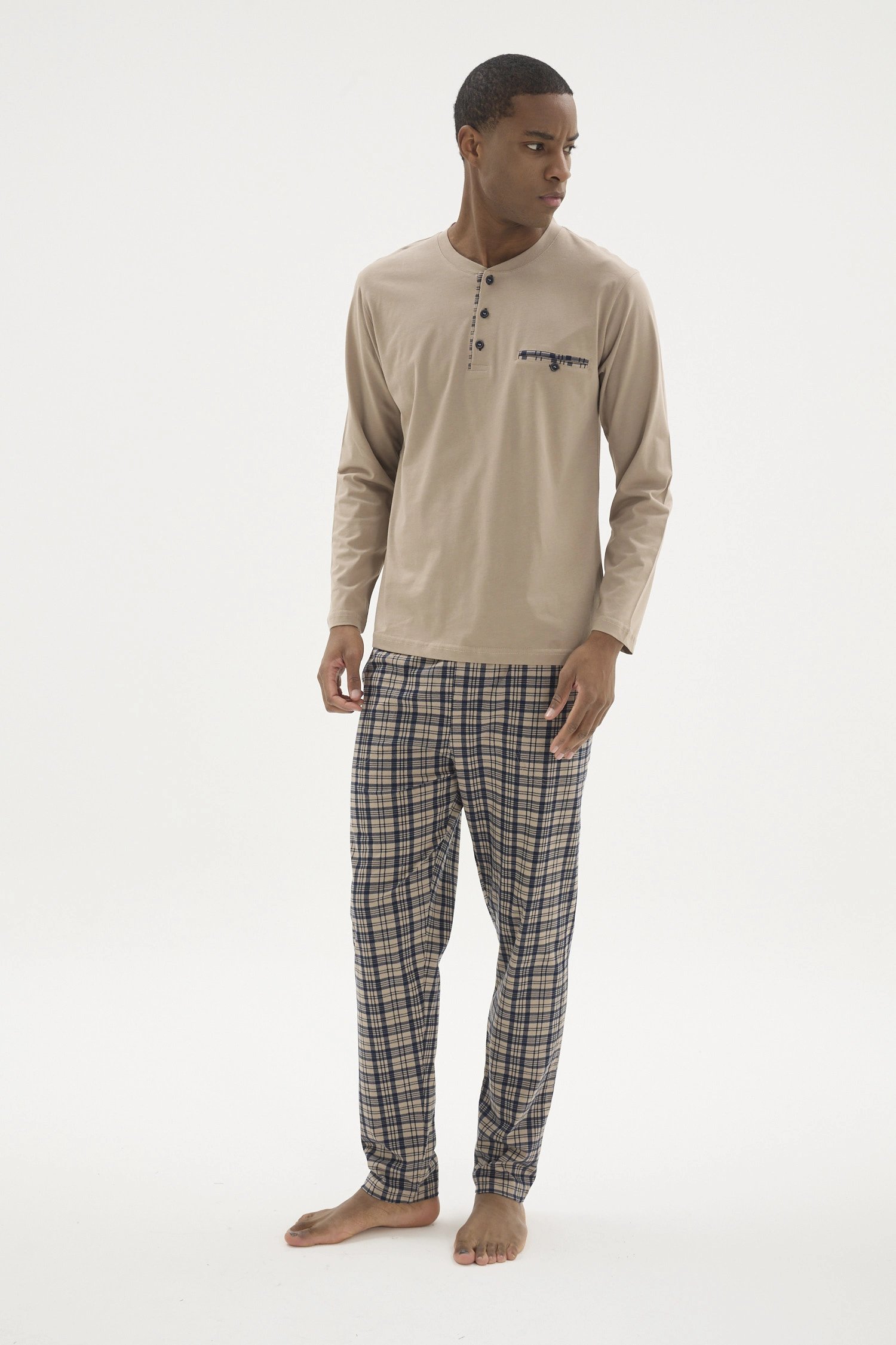 Kocabey 9223 Erkek Midi Yaka Pijama Takım