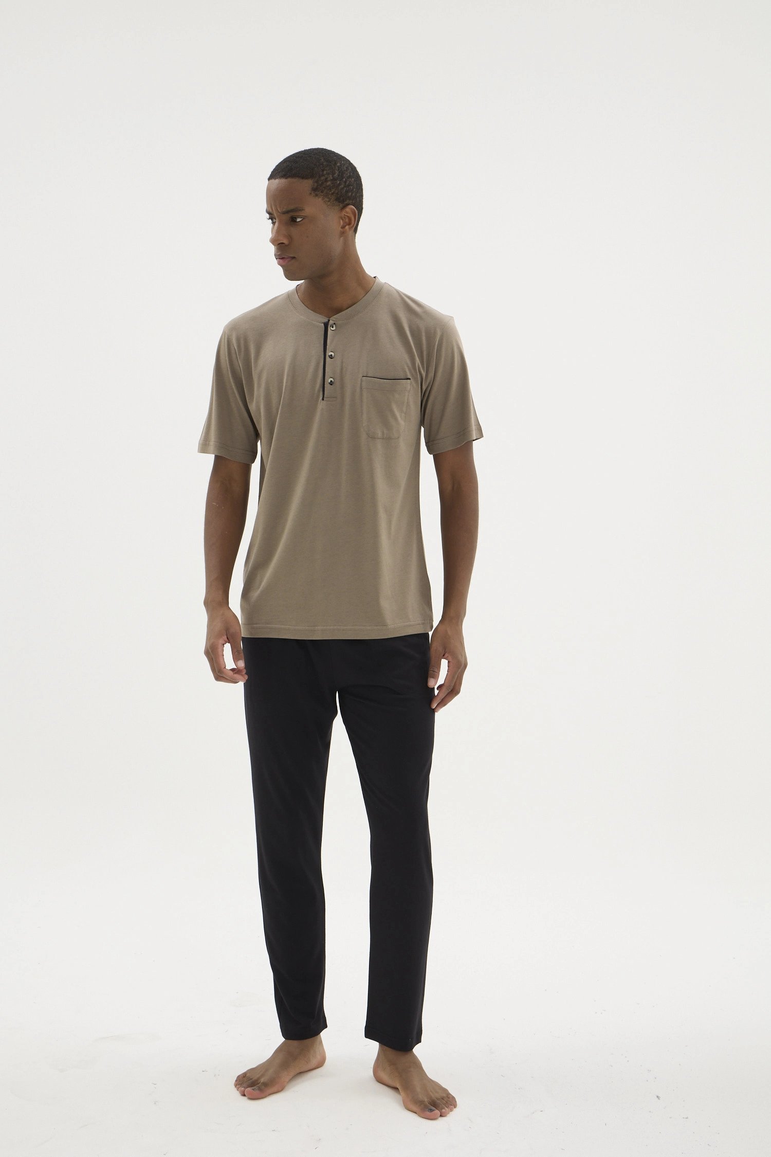Kocabey BKK-26404 Battal Midi Yaka Pijama Takımı