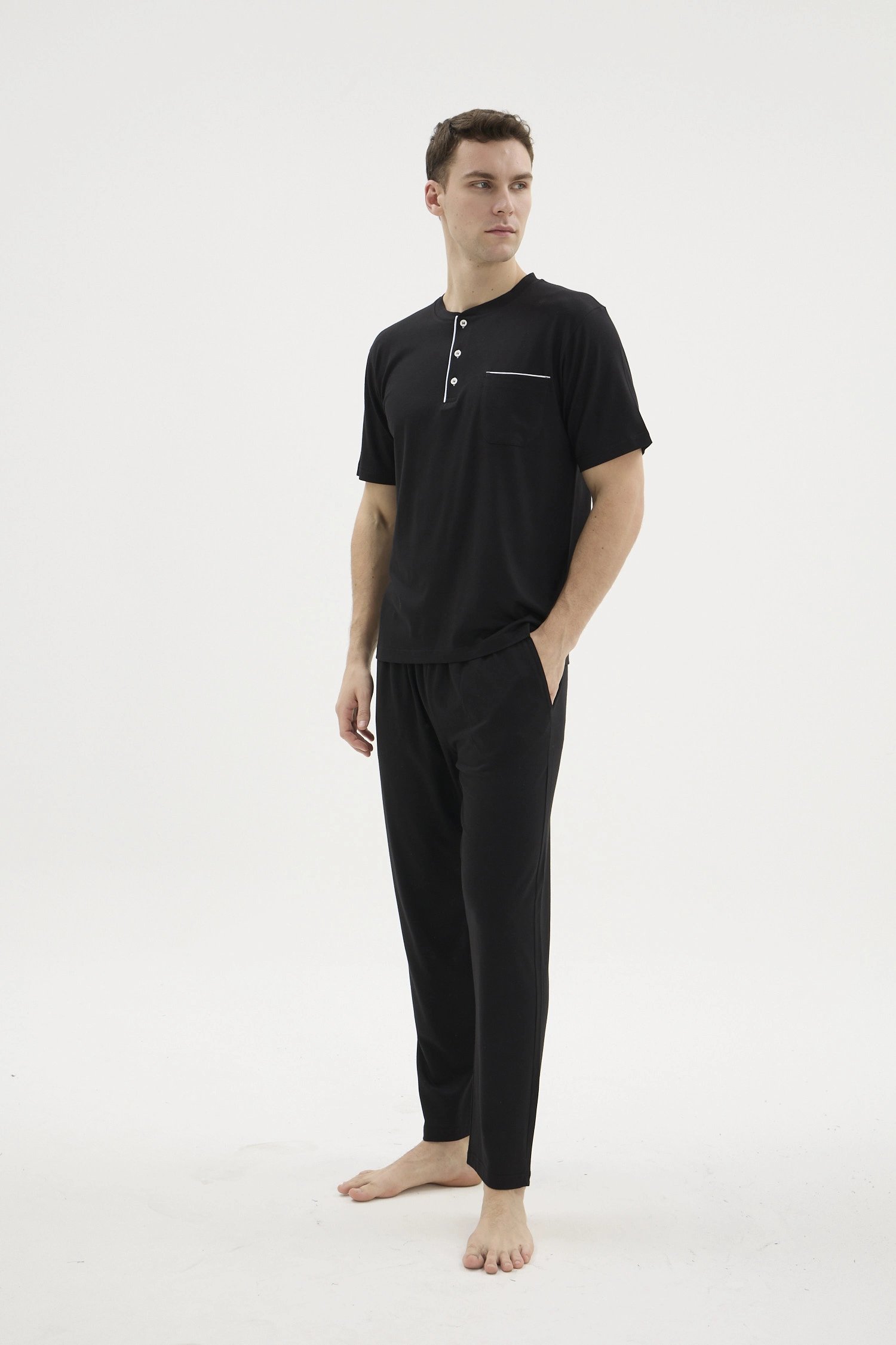 Kocabey BKK-26404 Battal Midi Yaka Pijama Takımı