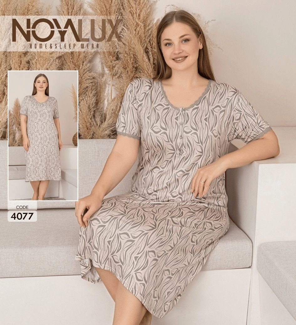 Noyalux 4077 Kadın Battal Kısa Kol Elbise Gecelik