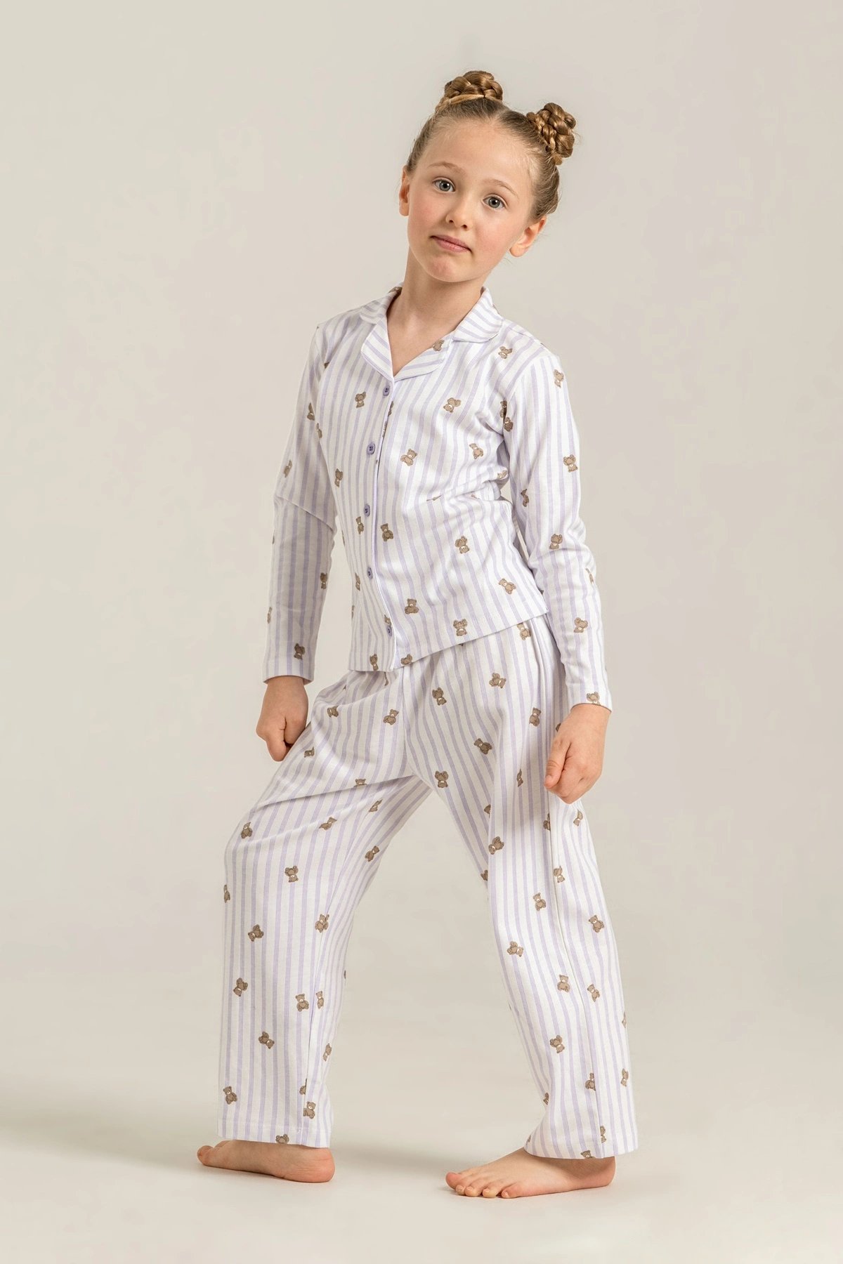 Rolypoly Rp3913-G  Kız Çocuk Gömlek Pijama Takım