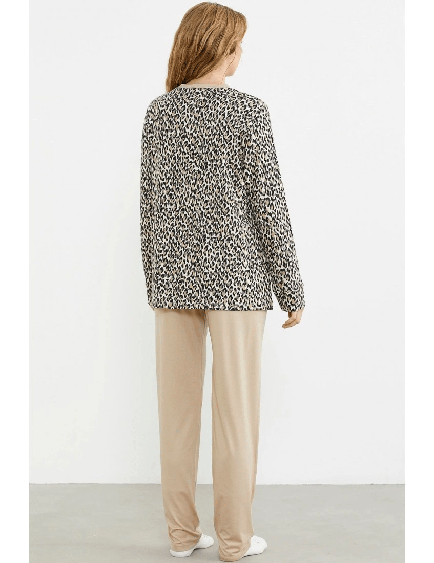 Sementa 76413 Rahat Kalıp Leopar Kombinli Pijama Takım
