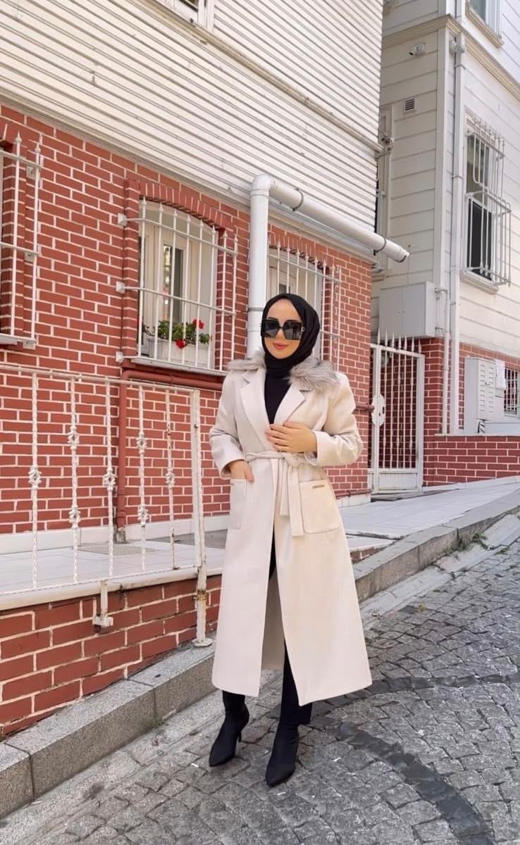 BELDEN BAĞLAMALI KAŞE / Bej