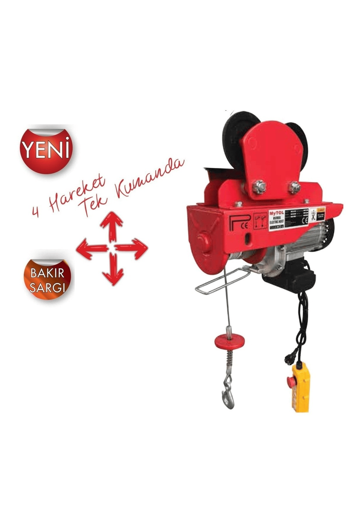 Mytol 4 Haraketli Şaryolu Elektirikli Calaskal Vinç 600/1200 kg Halat 20 Metre