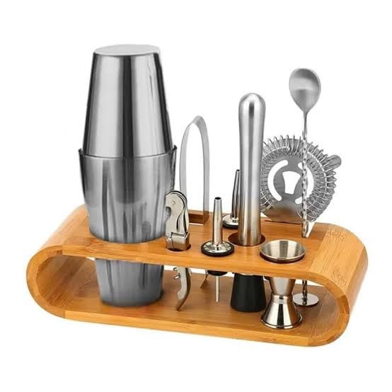 SHAKER KOKTEYL SETİ 10 PARÇA AHŞAP STANDLI VSC-900B VOSCO
