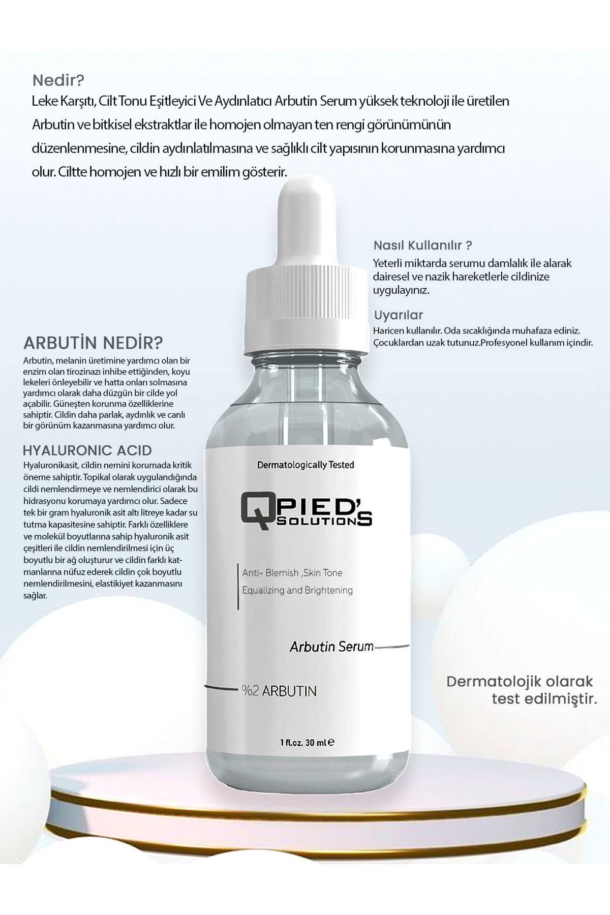 Leke Karşıtı Cilt Tonu Eşitleyici Arbutin Cilt Serumu 30 ml (ALPHA ARBUTİN)