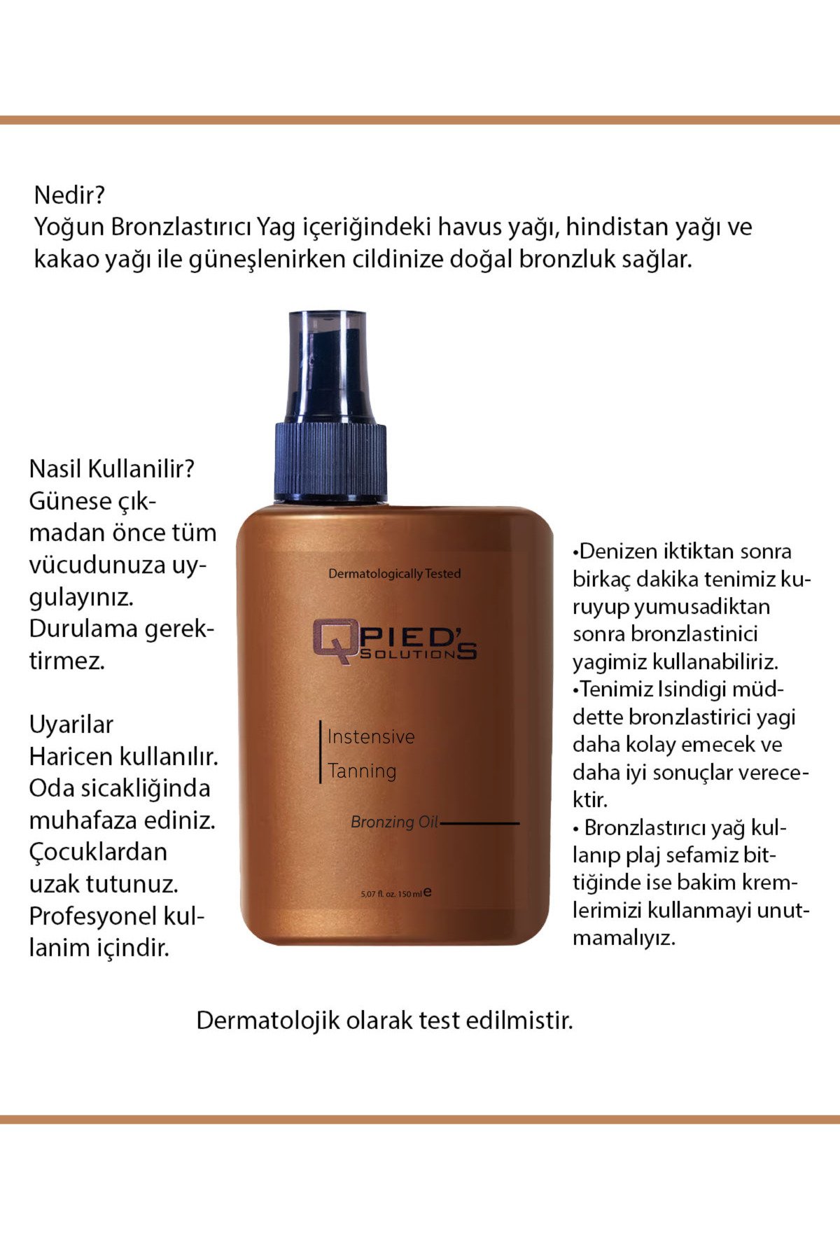 Yoğun Bronzlaştırıcı Yağ (MELİSA KOKULU) 150 ml