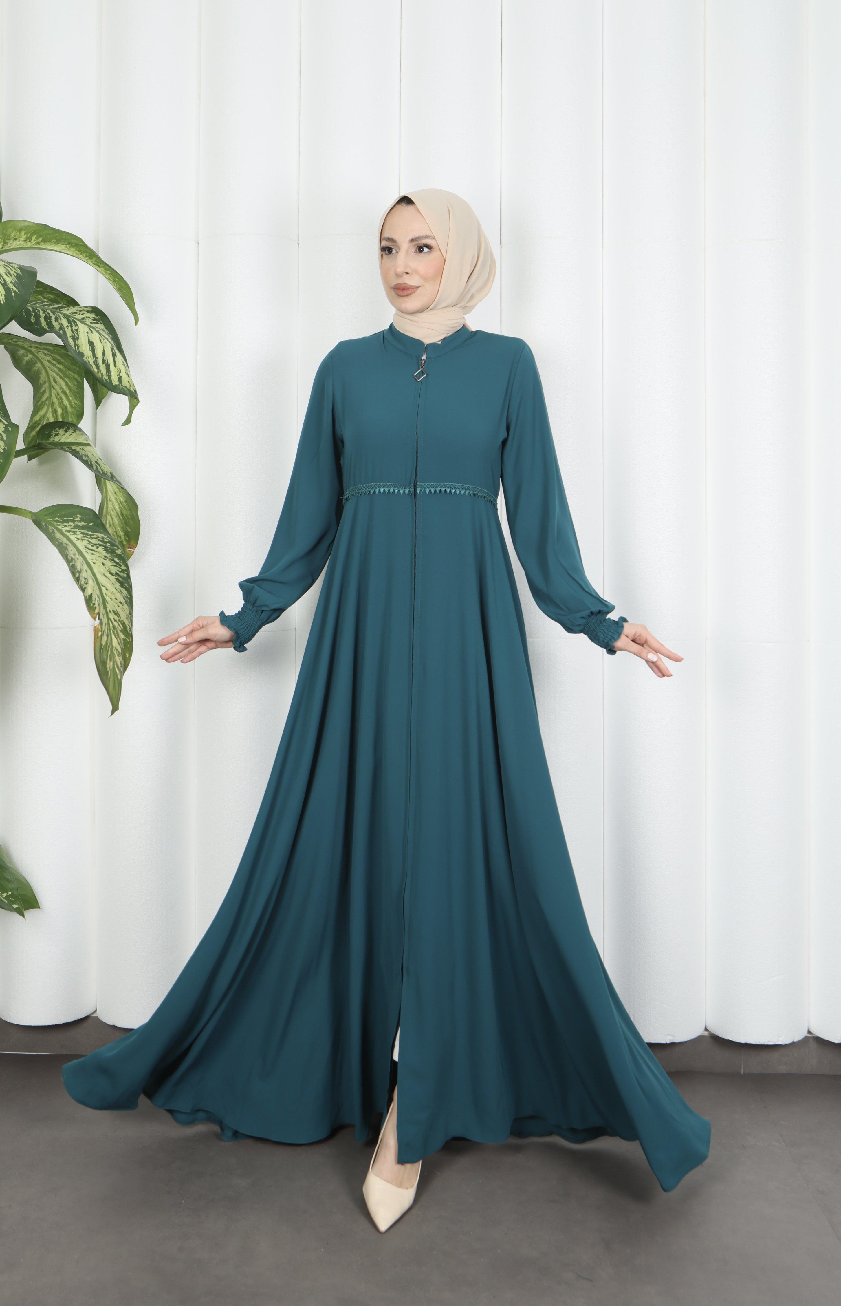  Beli Dantelli Mevlana Ferace Acı Kahve HNT7011