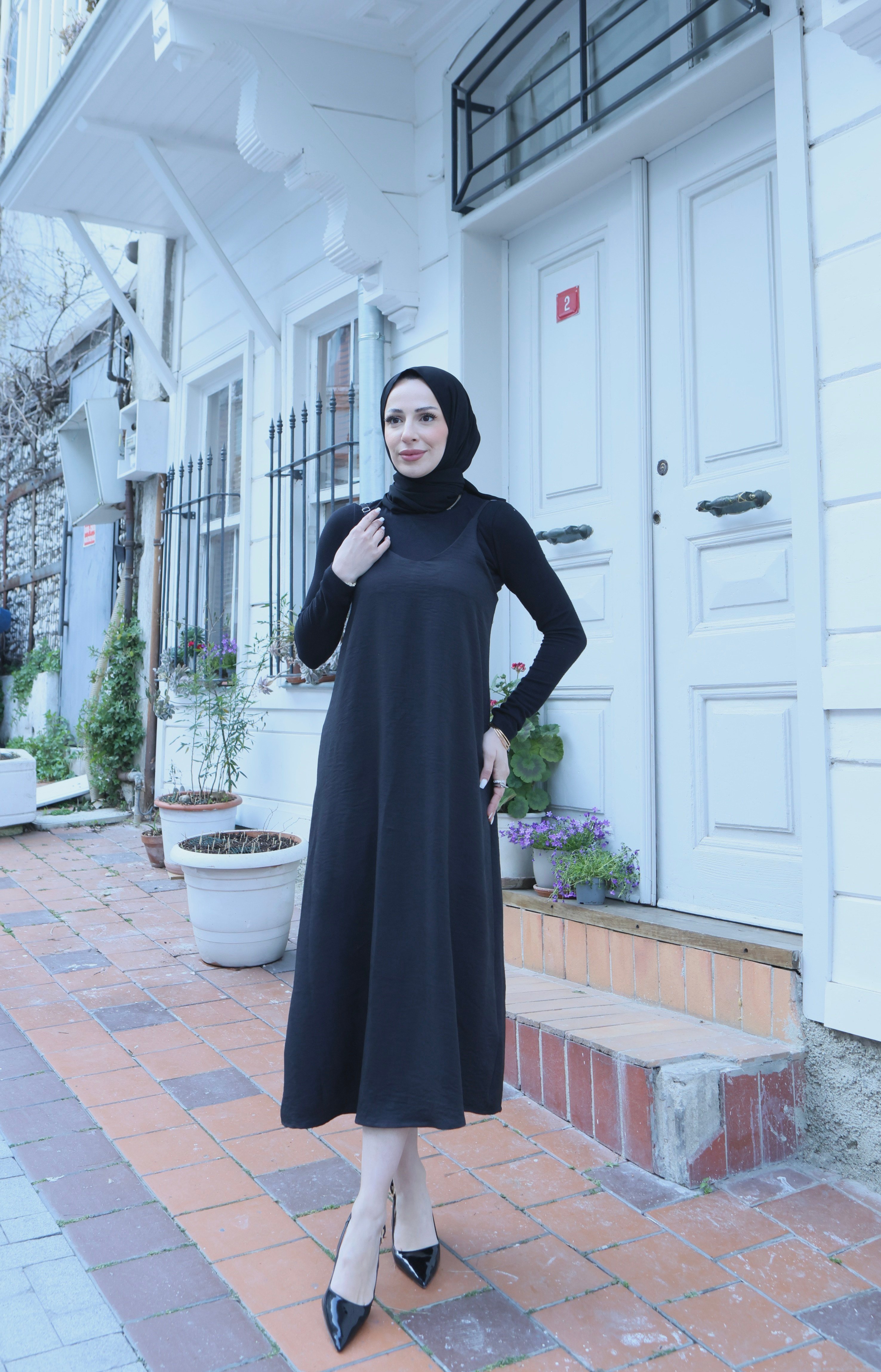 Ayarlanabilir Jile Elbise Siyah HNT1015