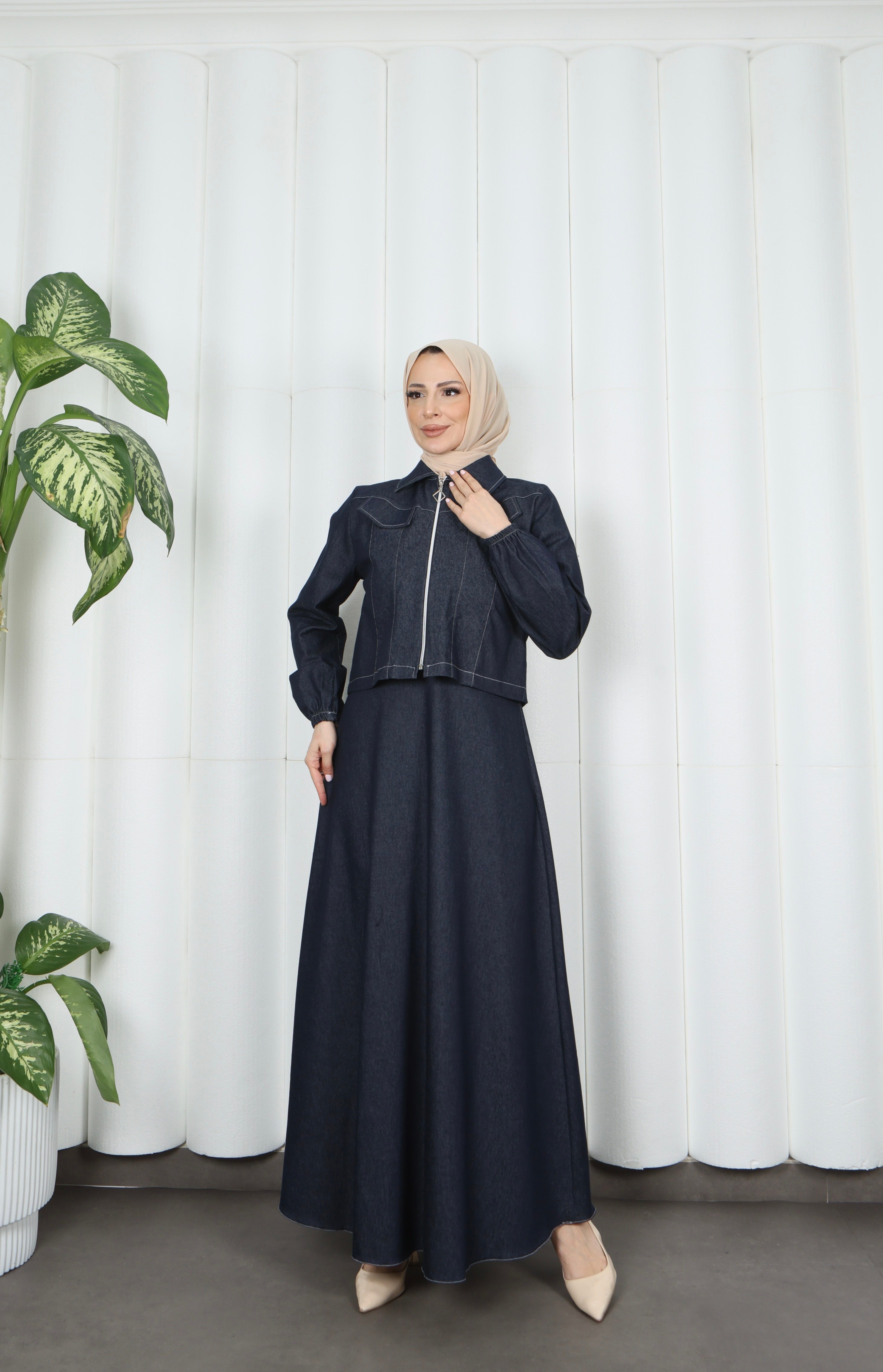 Ceketli Jile Elbise Tansel Kot Takım Lacivert  HNT8552