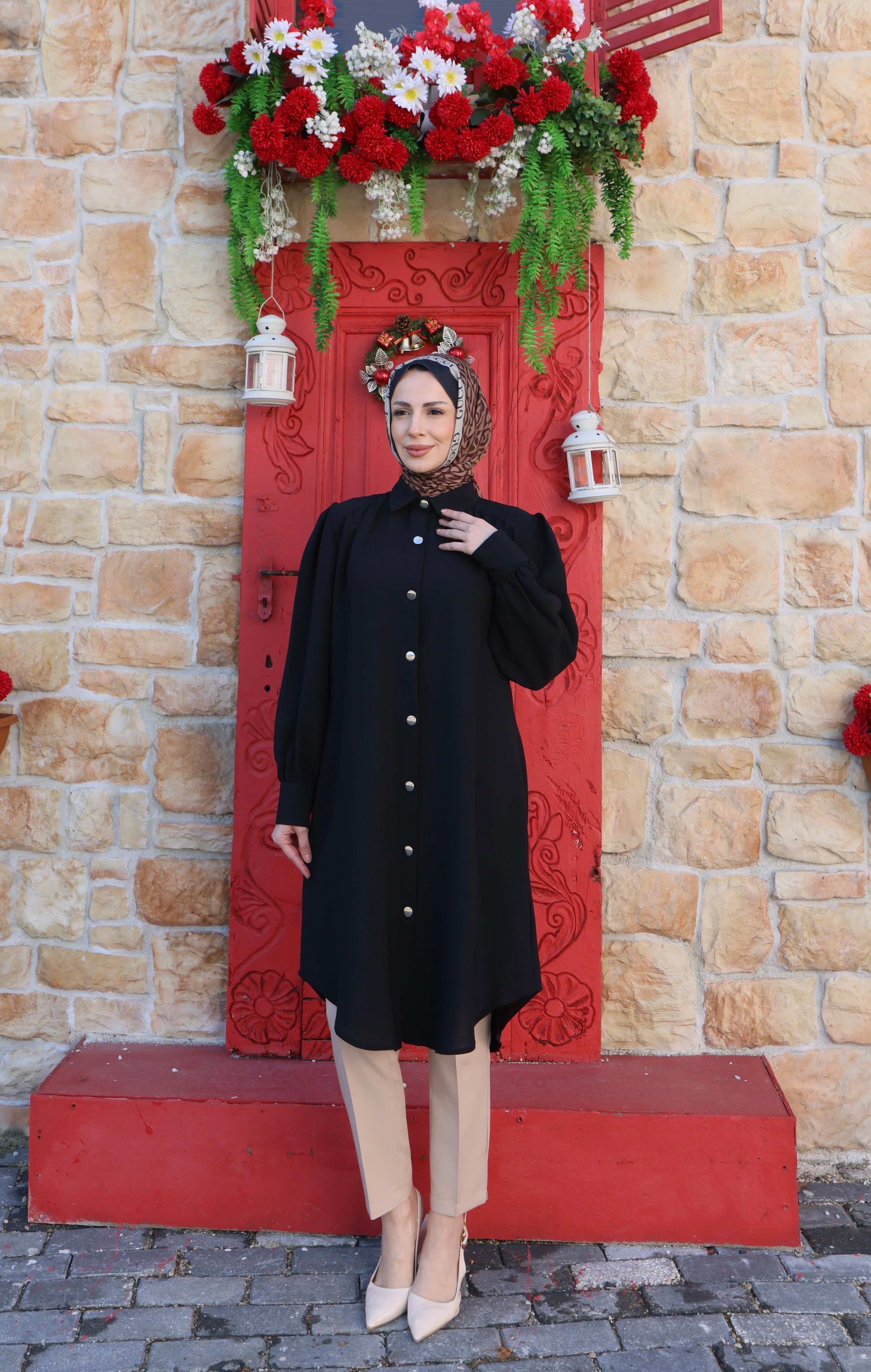 Uzun Düğmeli Tunik Siyah HNT8533