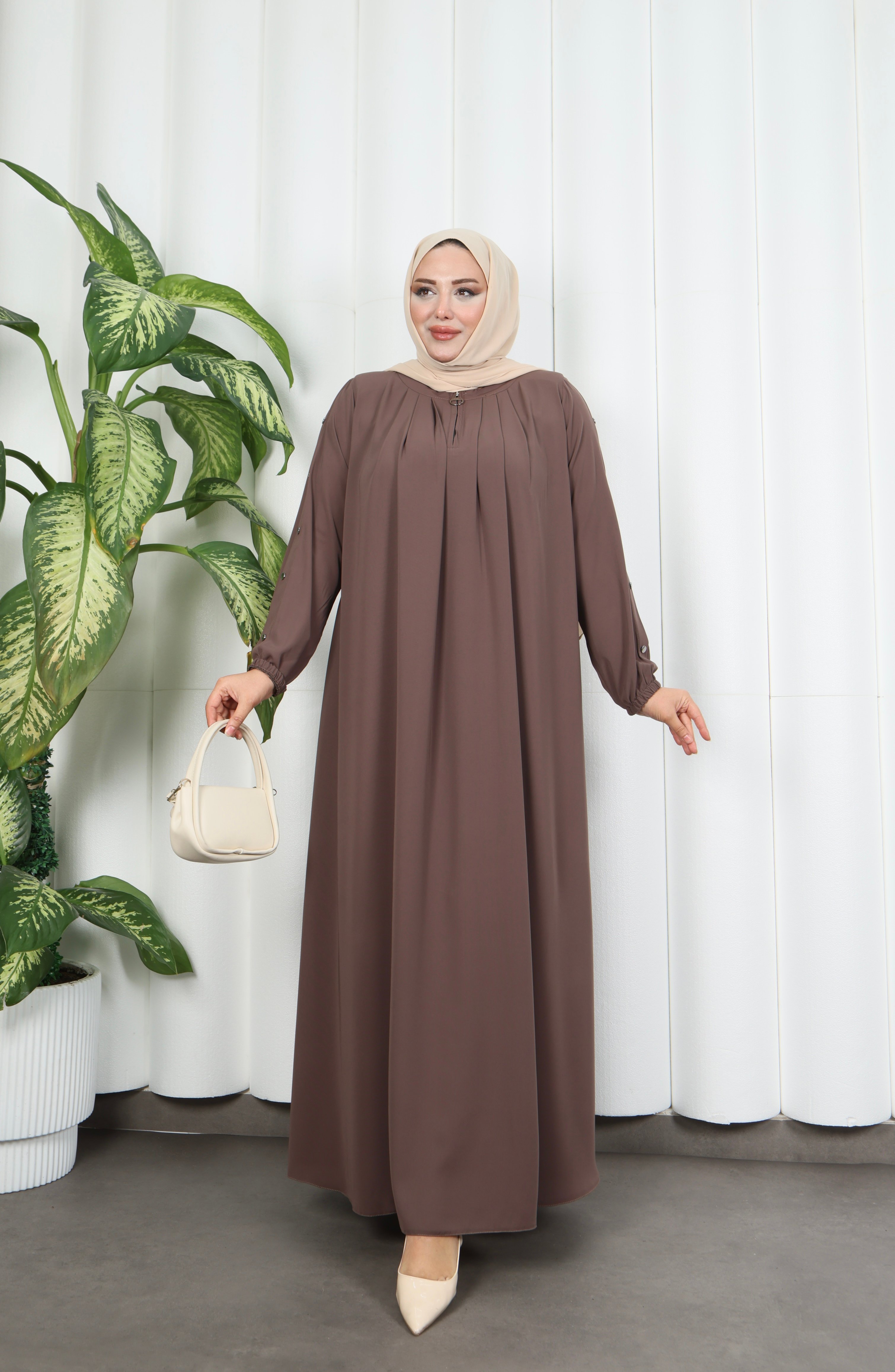Yakadan Pileli Yarım Mevlana Ferace VİZYON  HNT7063