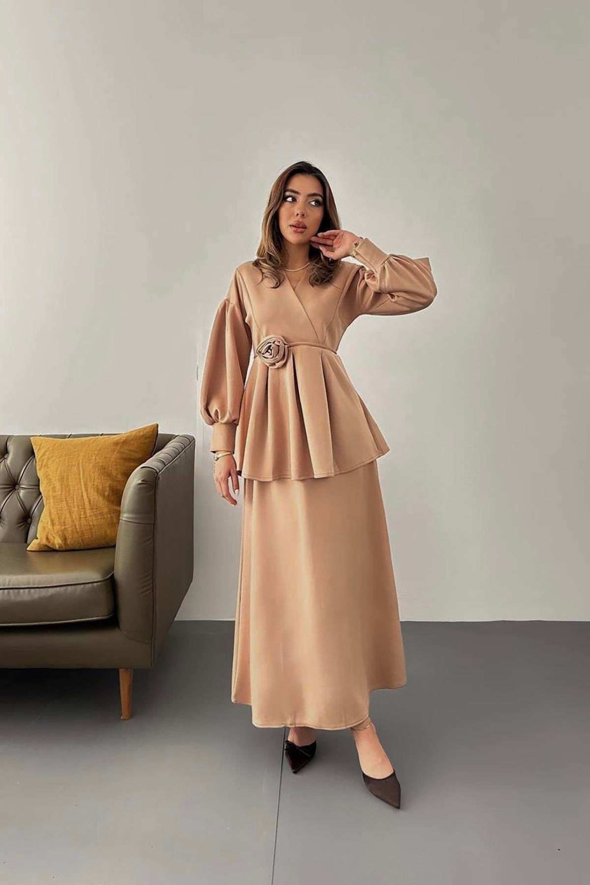Toptan Camel Gül Detaylı Takım