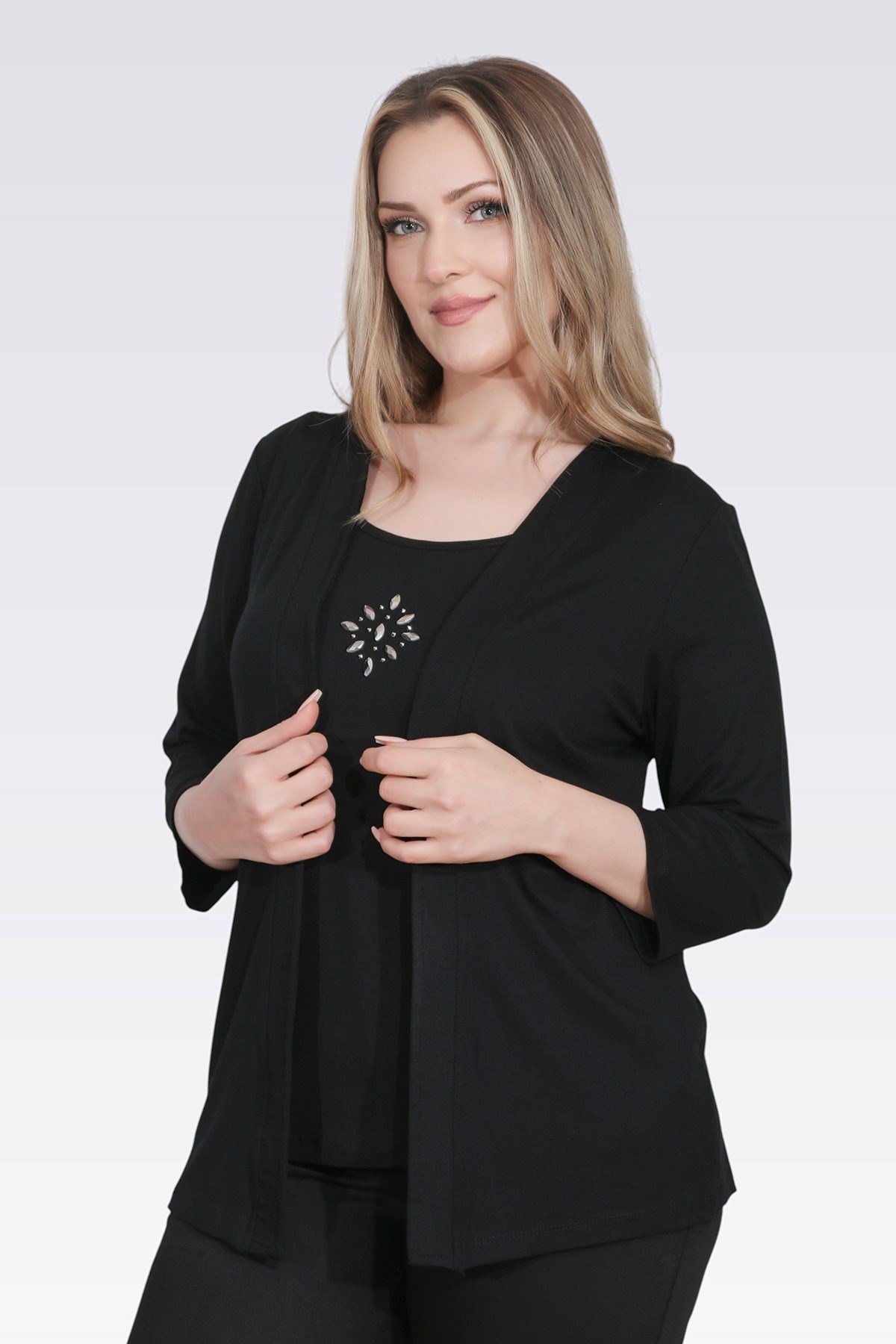 10743 TAŞ DETAYLI ÖRME İKİLİ TAKIM