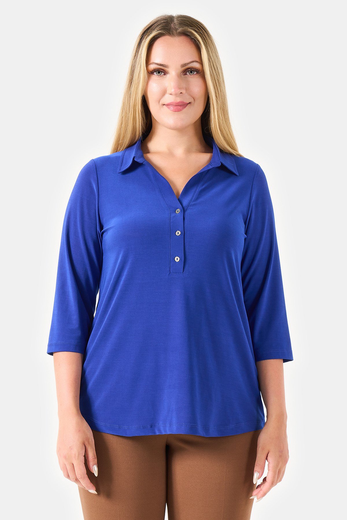 10751 POLO YAKA TRUVAKAR KOL ÖRME BLUZ
