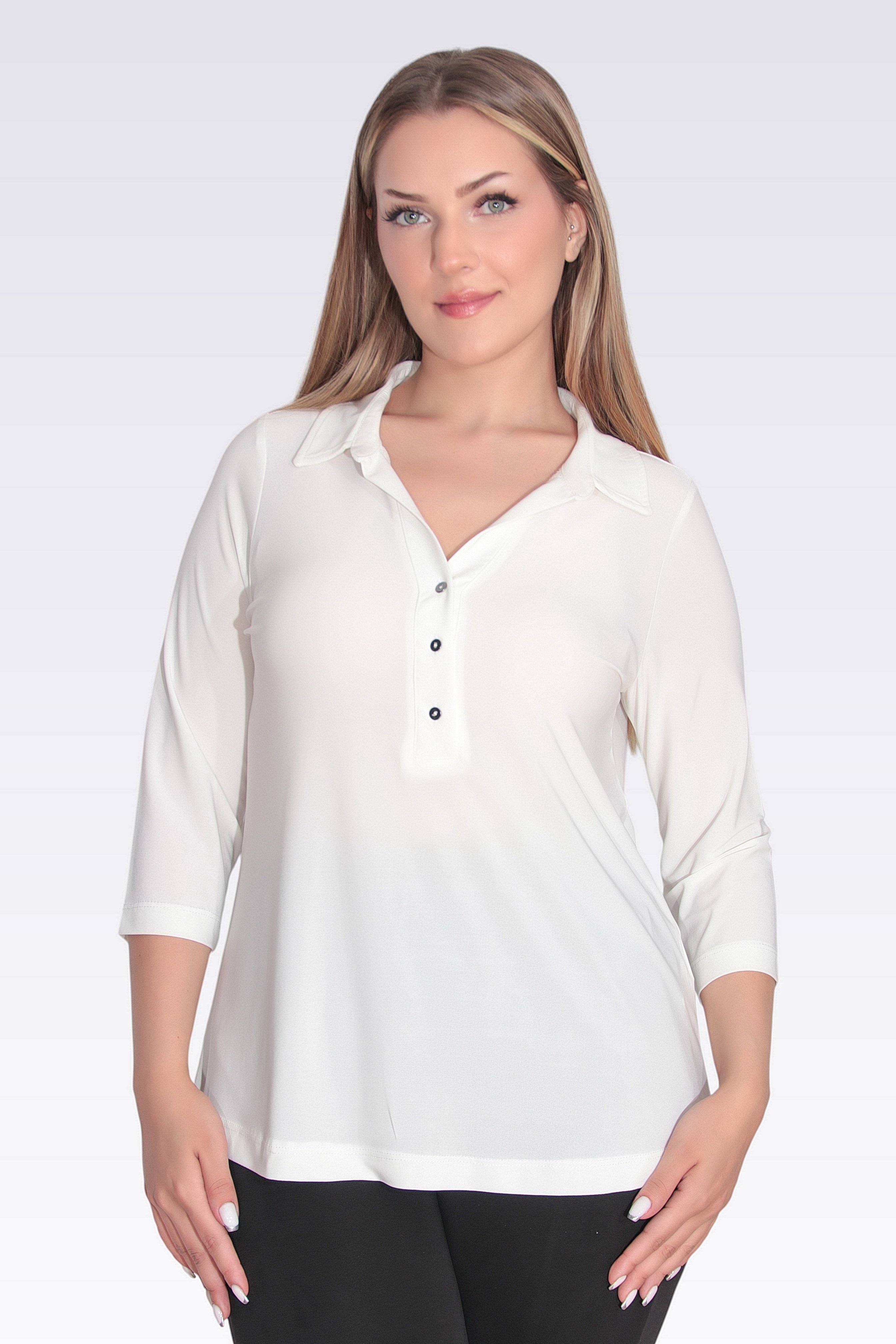 10751 POLO YAKA TRUVAKAR KOL ÖRME BLUZ