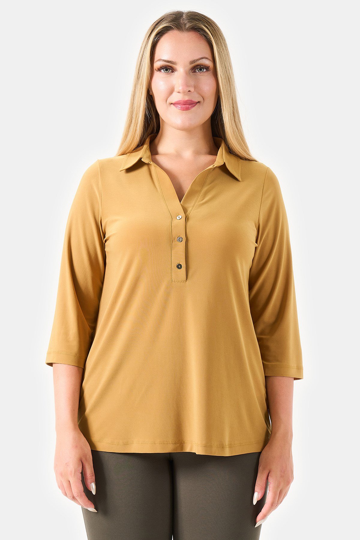 10751 POLO YAKA TRUVAKAR KOL ÖRME BLUZ