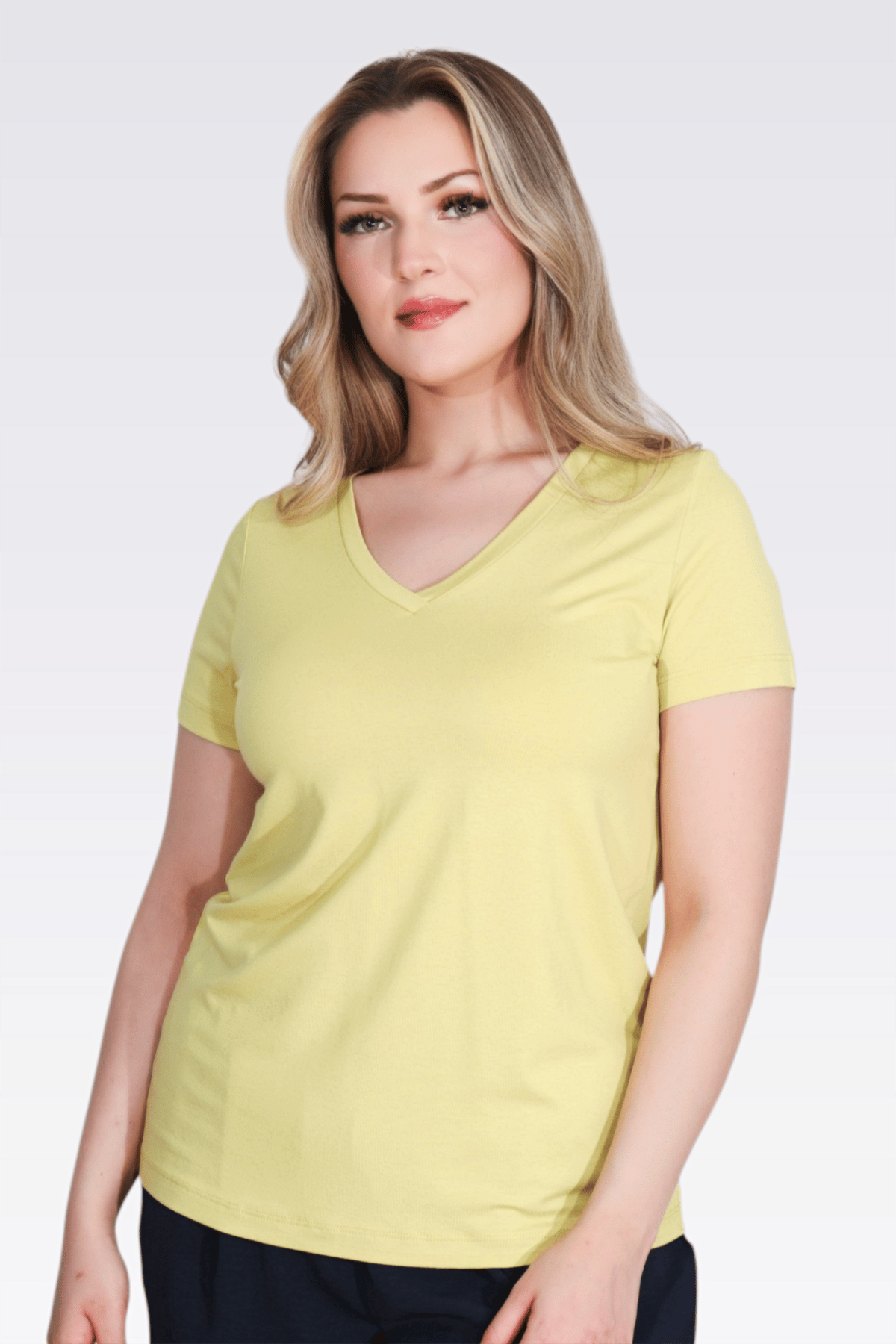 10839 V YAKA KISA KOL TSHİRT