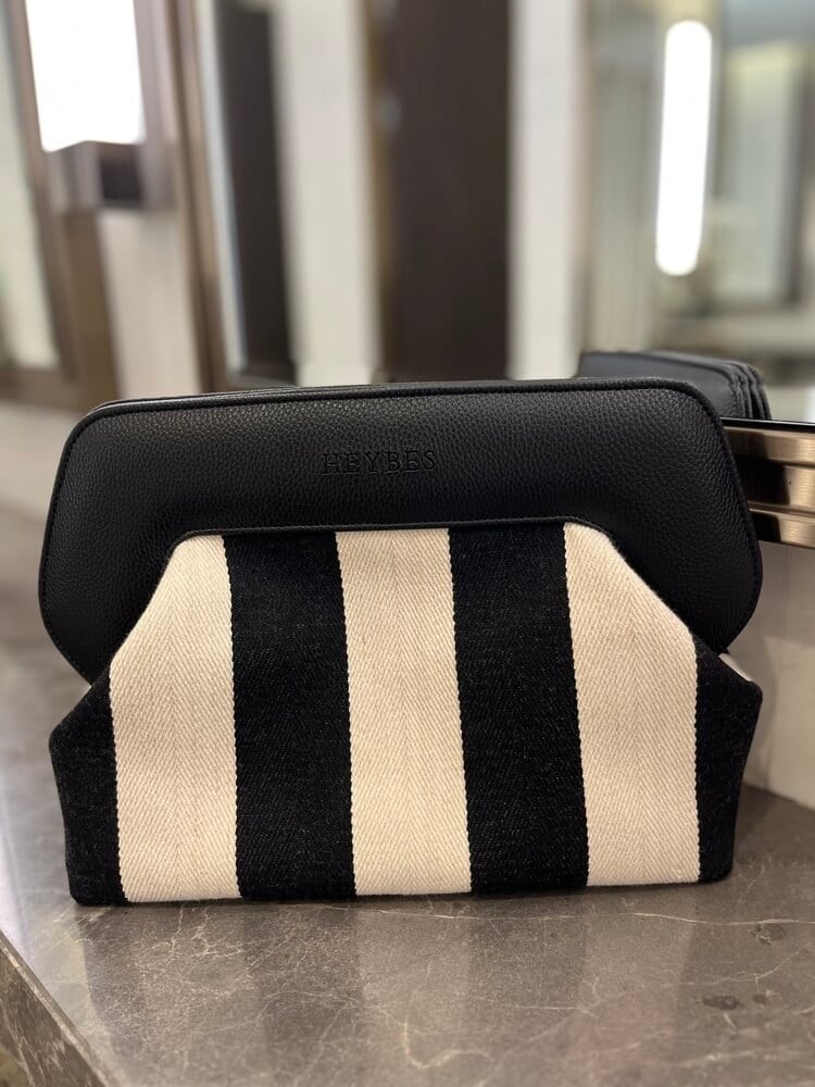 İki Renkli Clutch Çanta | Siyah - Beyaz