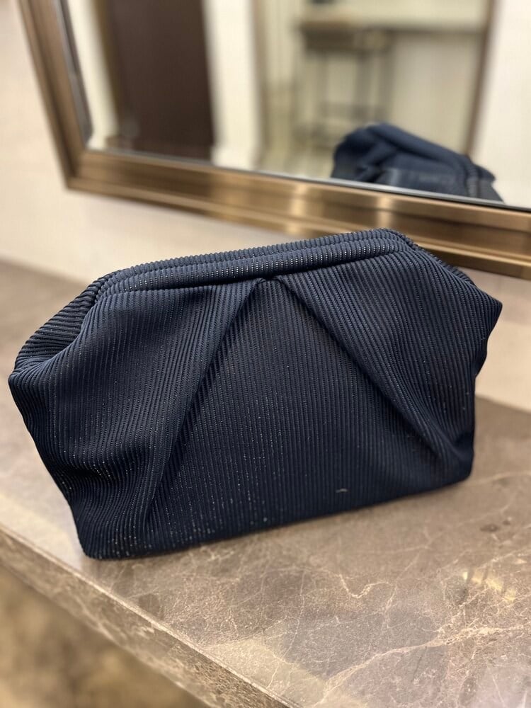Pile Detaylı Clutch Çanta | Lacivert