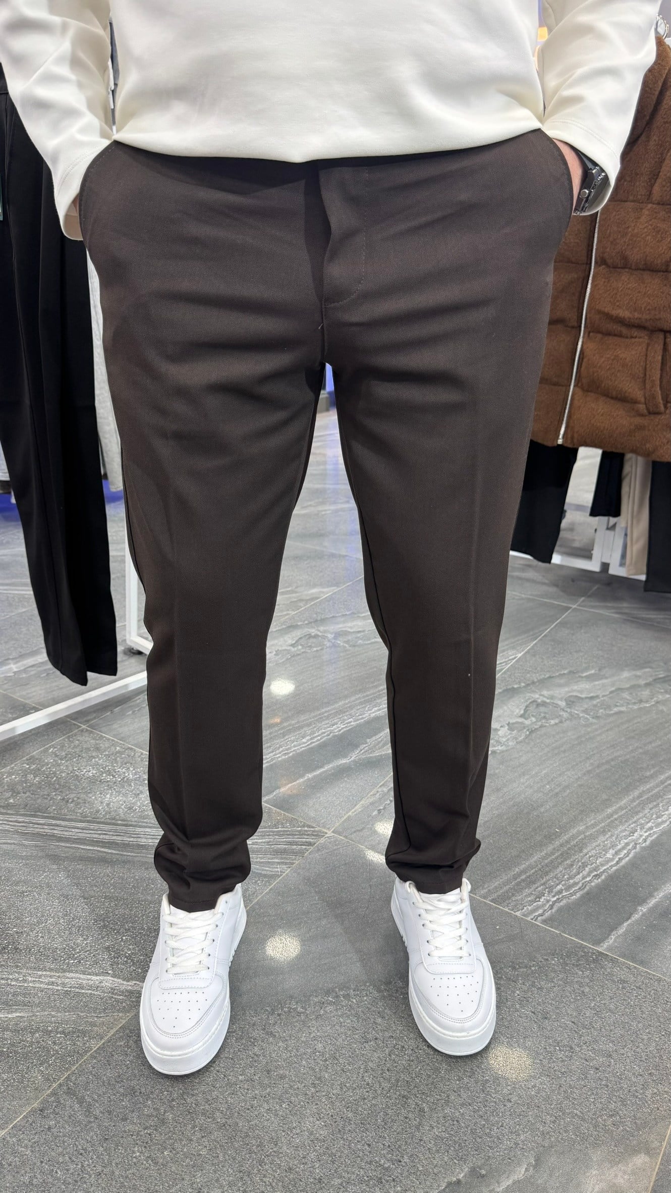 Regular Kışlık Kumaş Pantolon - Kahve