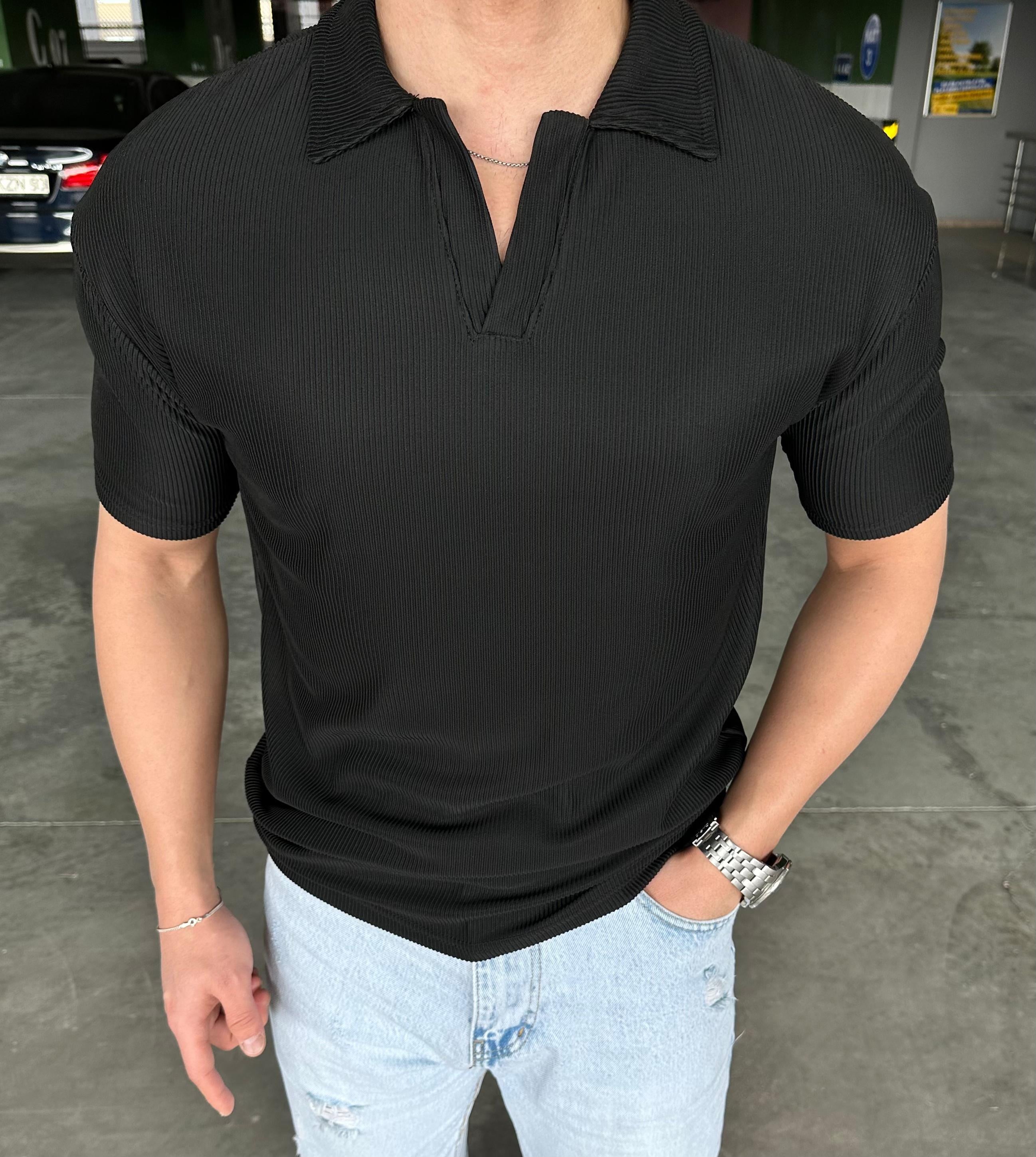 The Mass hemşire Yaka Tshirt Siyah