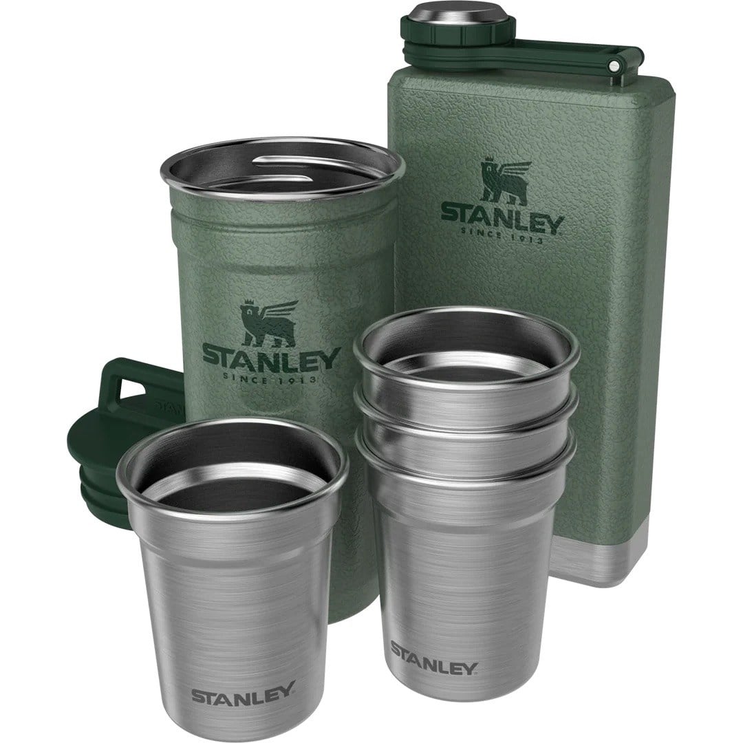 Stanley The Pre-Party Shot Glass + Flask Set - Hammertone Green