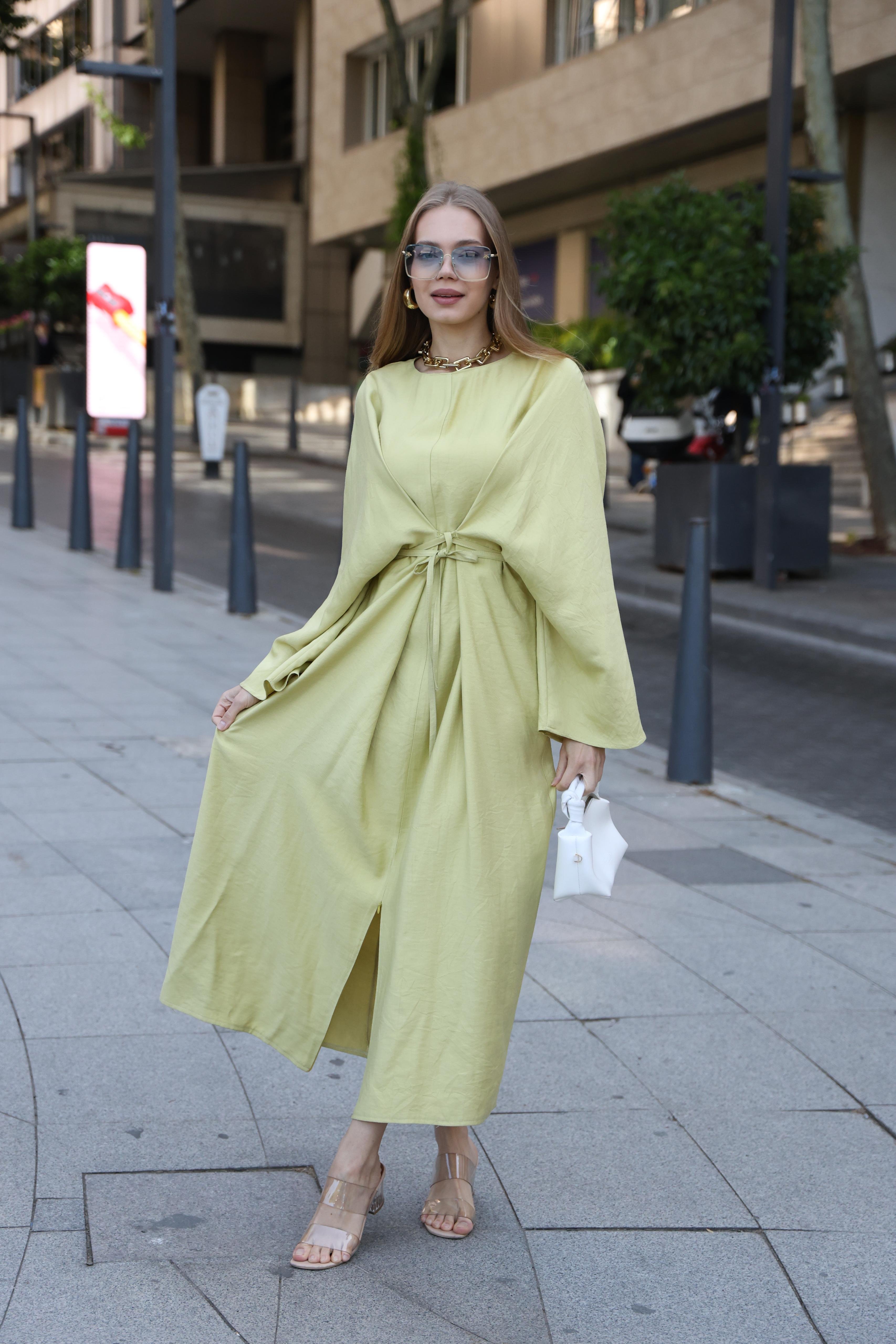 Periy Elbise Olive Yeşil